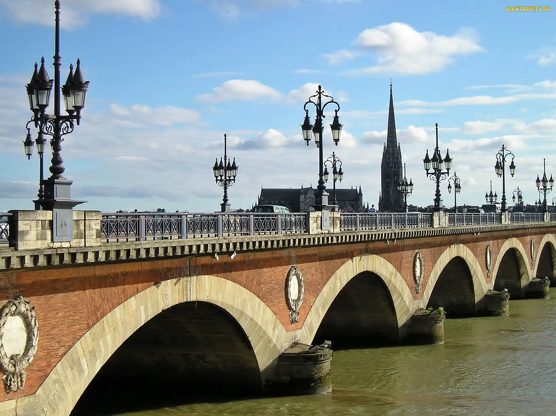 Francja, Kościół, Rzeka, Bordeaux, Most, Latarnie