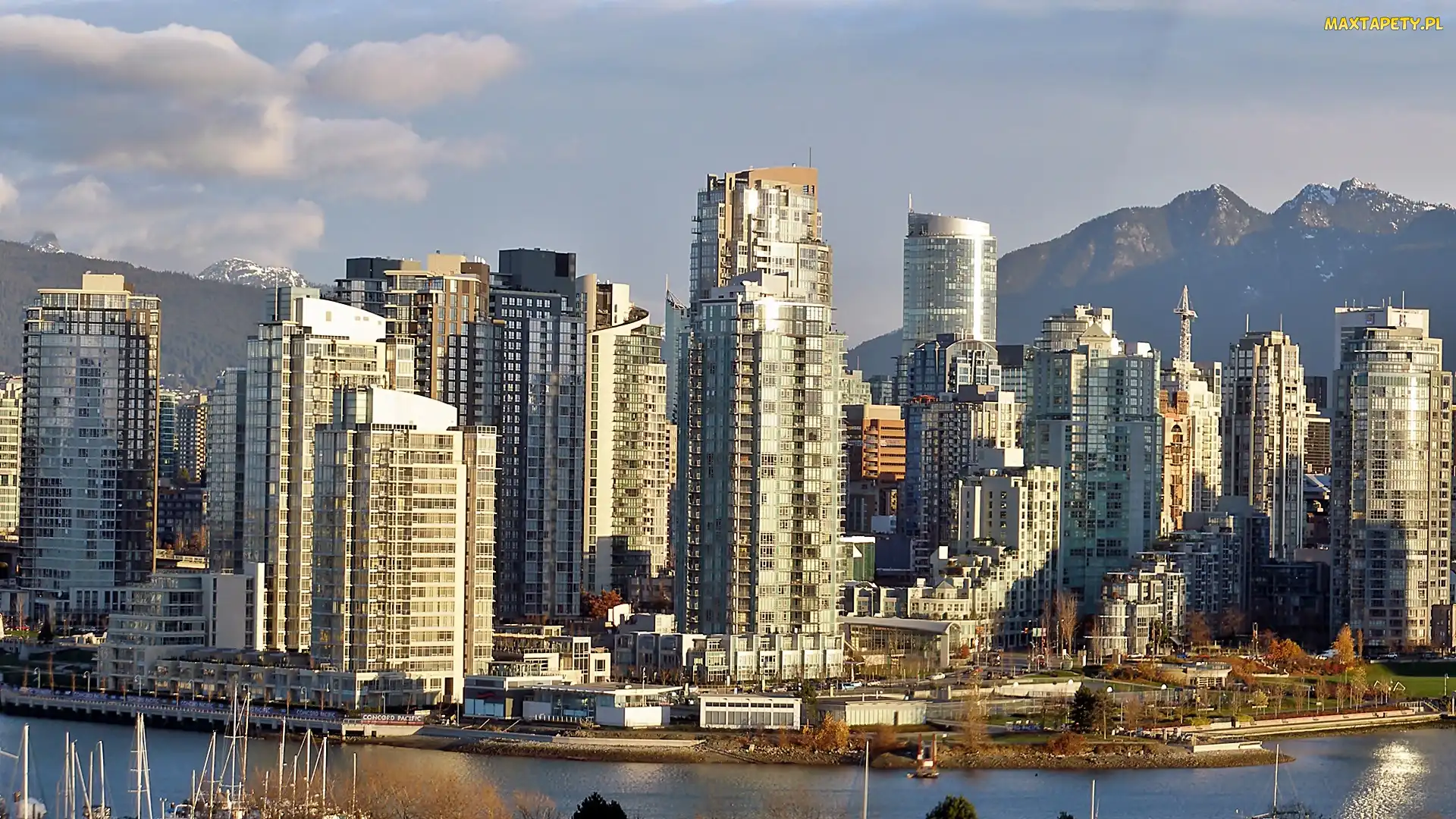 Światło, Przebijające, Panorama, Góry, Vancouver, Morze