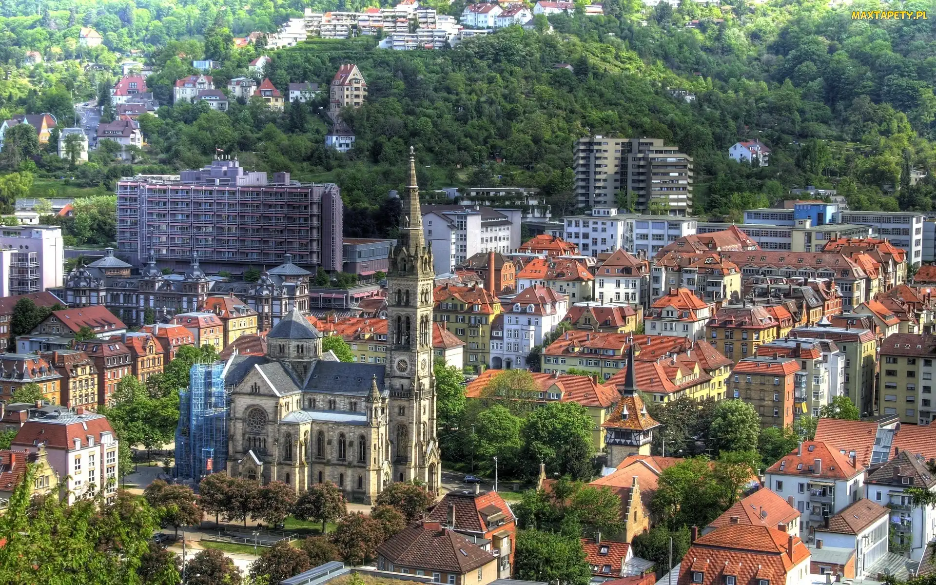 Stuttgart, Domy, Kościół, Miasto, Niemcy