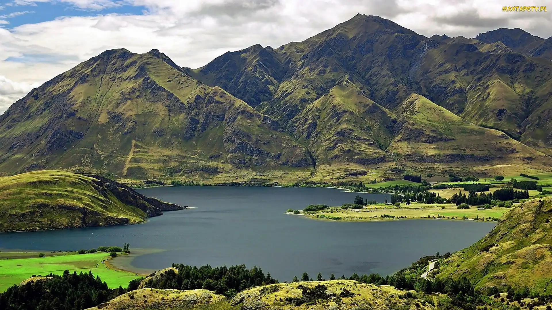 Jezioro, Łąki, Lasy, Wanaka, Góry