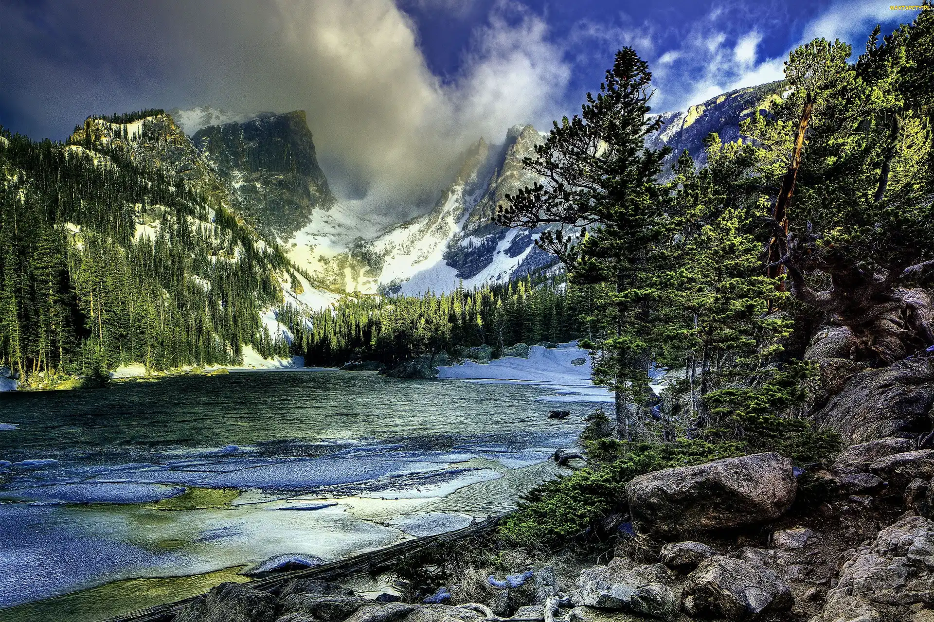 Jezioro, Las, Stan Kalifornia, Stany Zjednoczone, Park Narodowy Yosemite, Góry