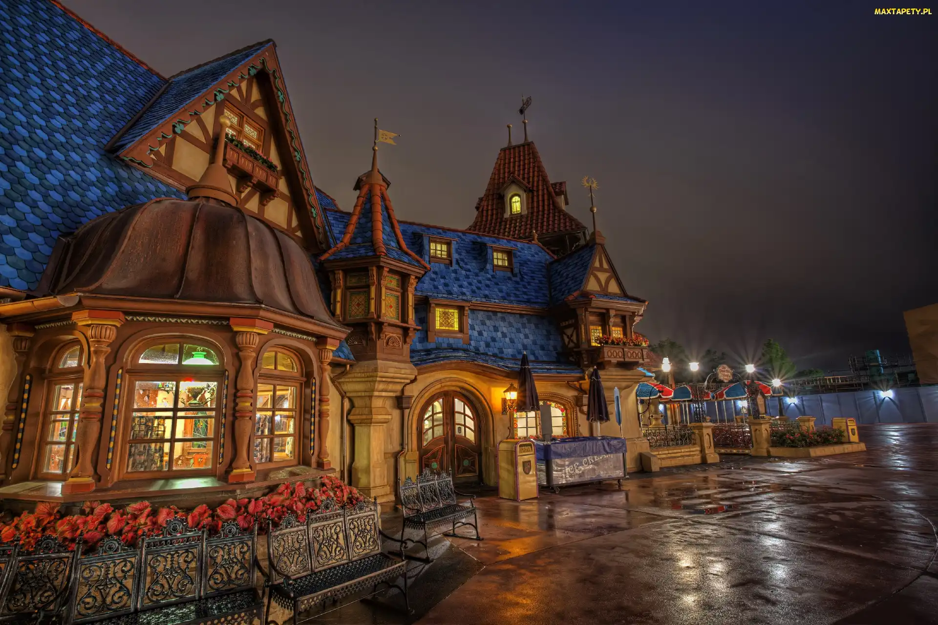 Kalifornia, Disneyland, Dom, Noc