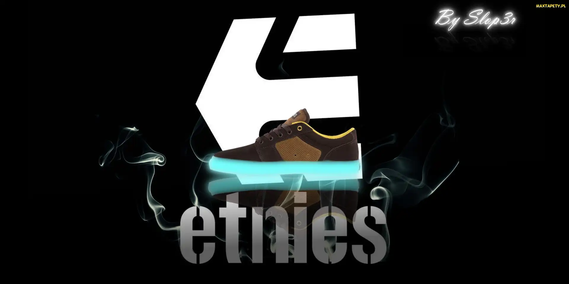 Tło, Czarne, Logo, Etnies, Buty, Dym