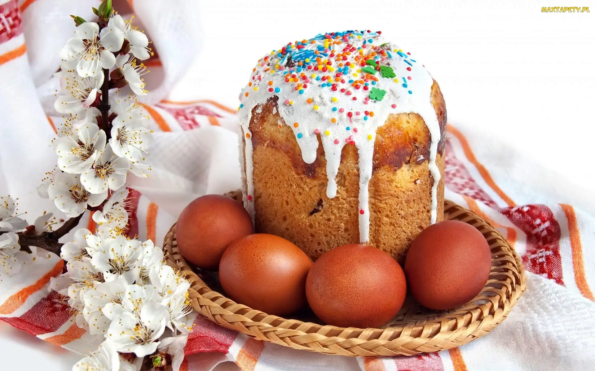 Wielkanoc, Lukrowana, Pisanki, Kwitnąca, Gałązka, Babka