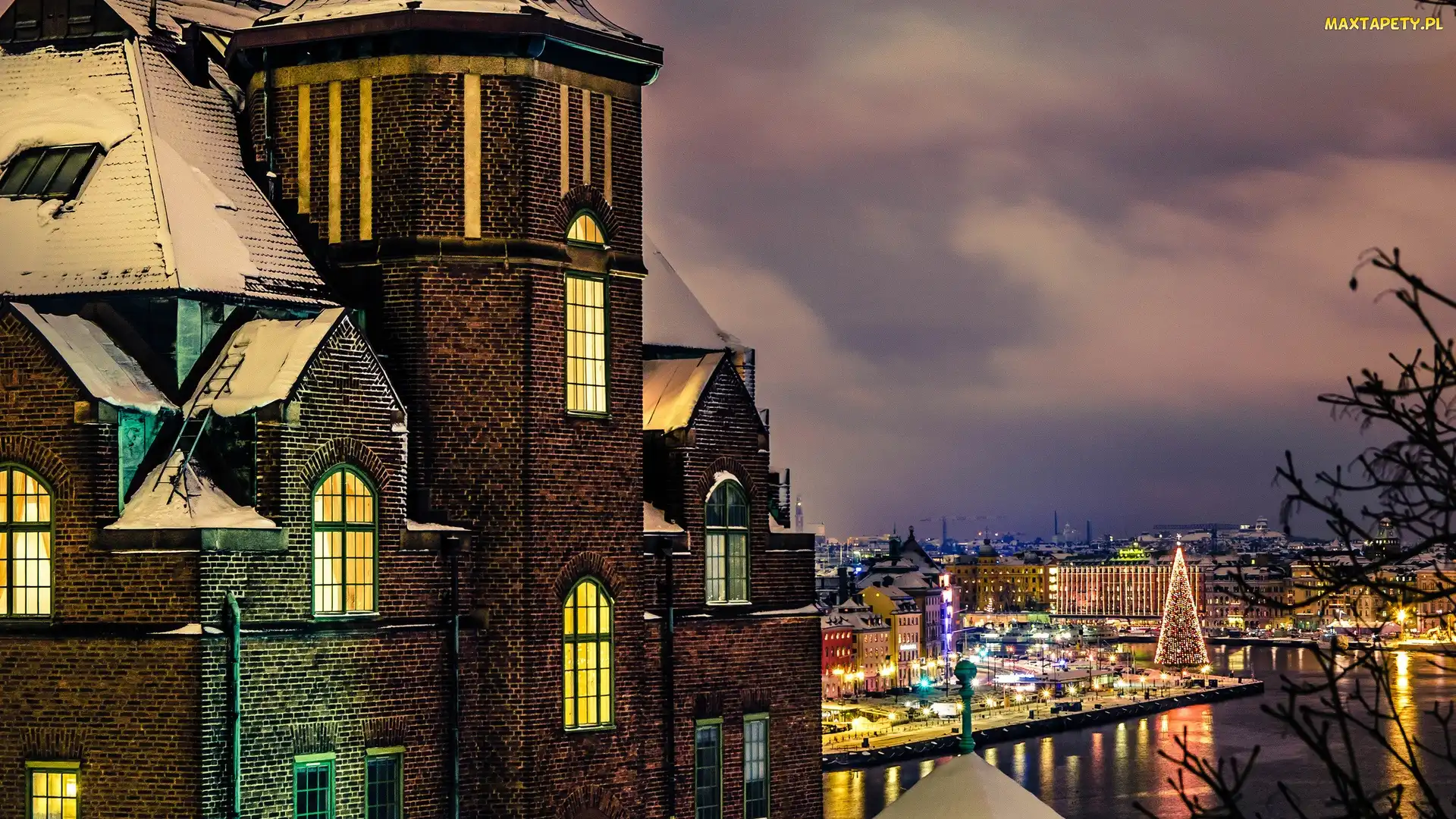 Światła, Wieczór Dom, Szwecja, Stockholm