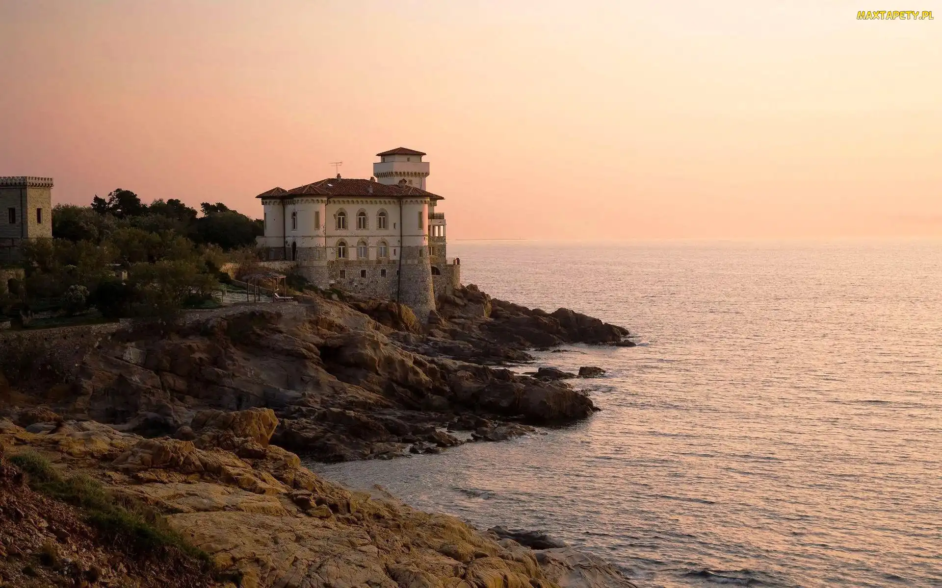Zamek Boccale, Castello del Boccale, Morze, Toskania, Włochy, Calafuria