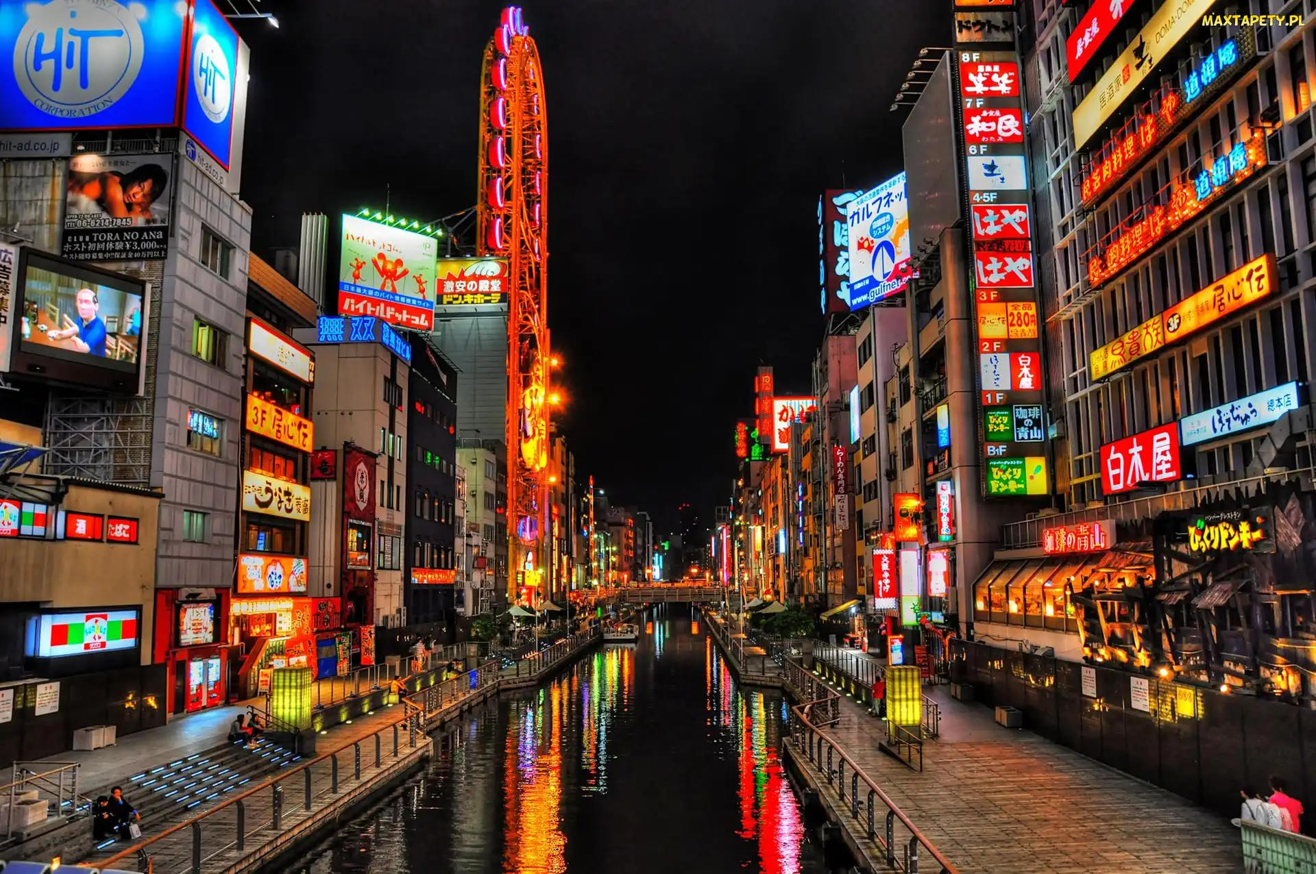 Noc, Miasto, Japonia, Osaka