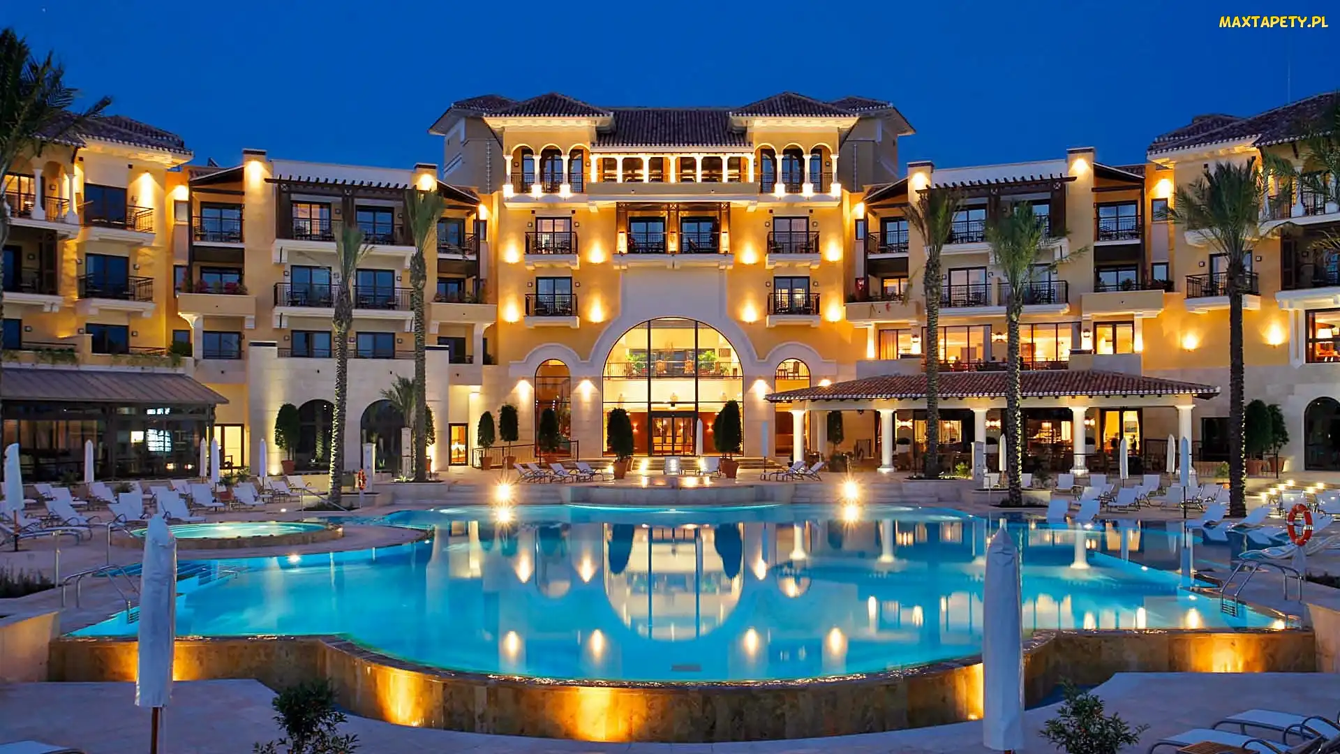 Miasto nocą, Murcja, Intercontinental, Hotel, Basen, Mar Menor