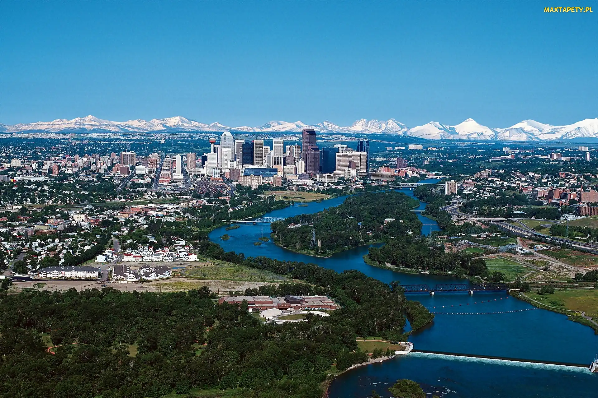 Roślinność, Bow, Panorama, Calgary, Miasta, Rzeka