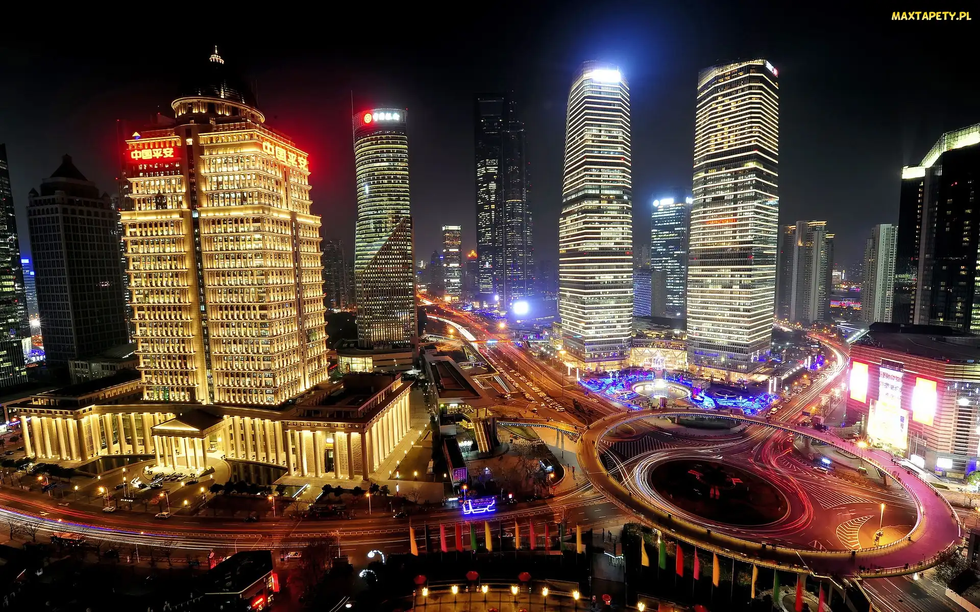 Noc, Miasto, Chiny, Szanghaj