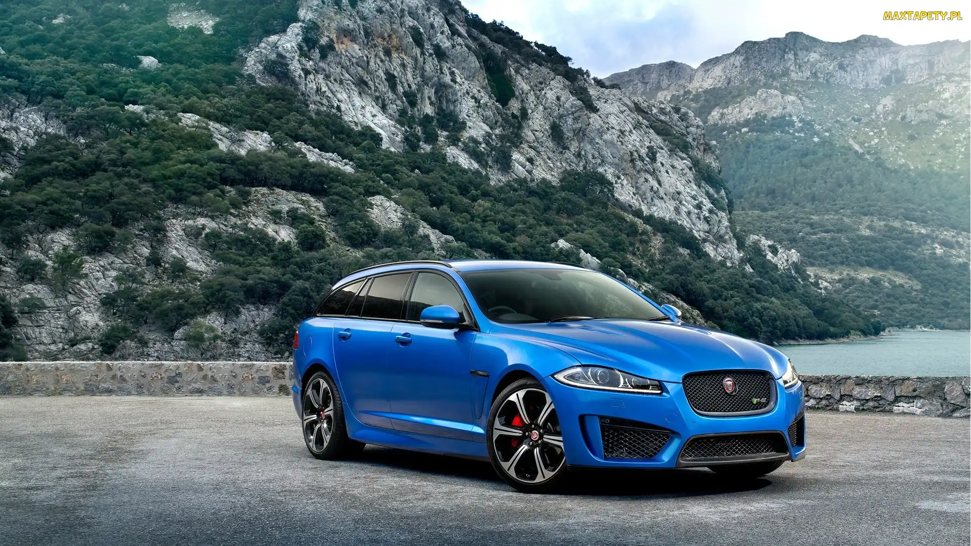 Samochód, Góry, XFR-S-Sportbrake, Jaguar, Niebieski