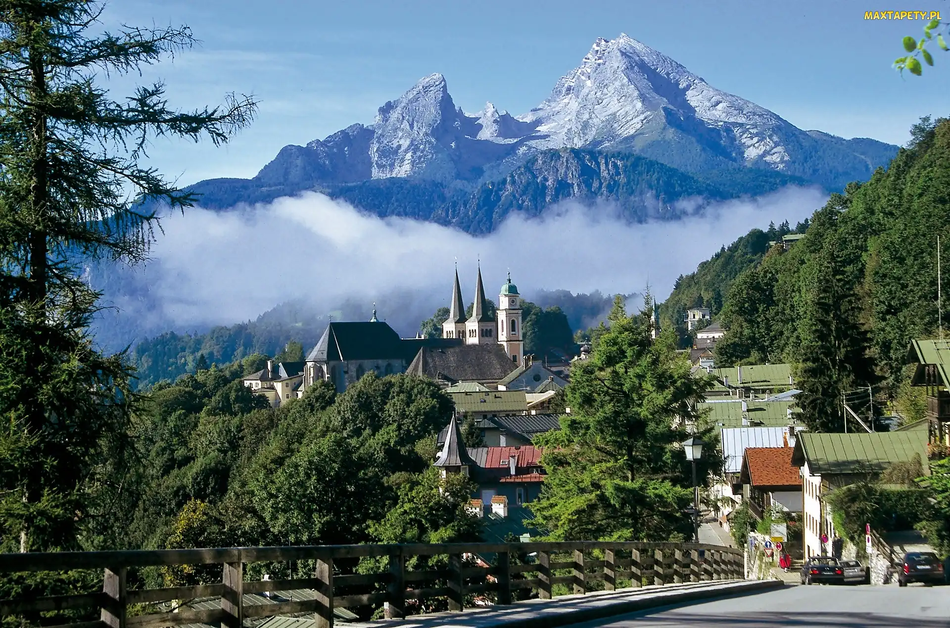 Mgła, Lasy, Masyw, Droga, Watzmann, Berchtesgaden, Górski