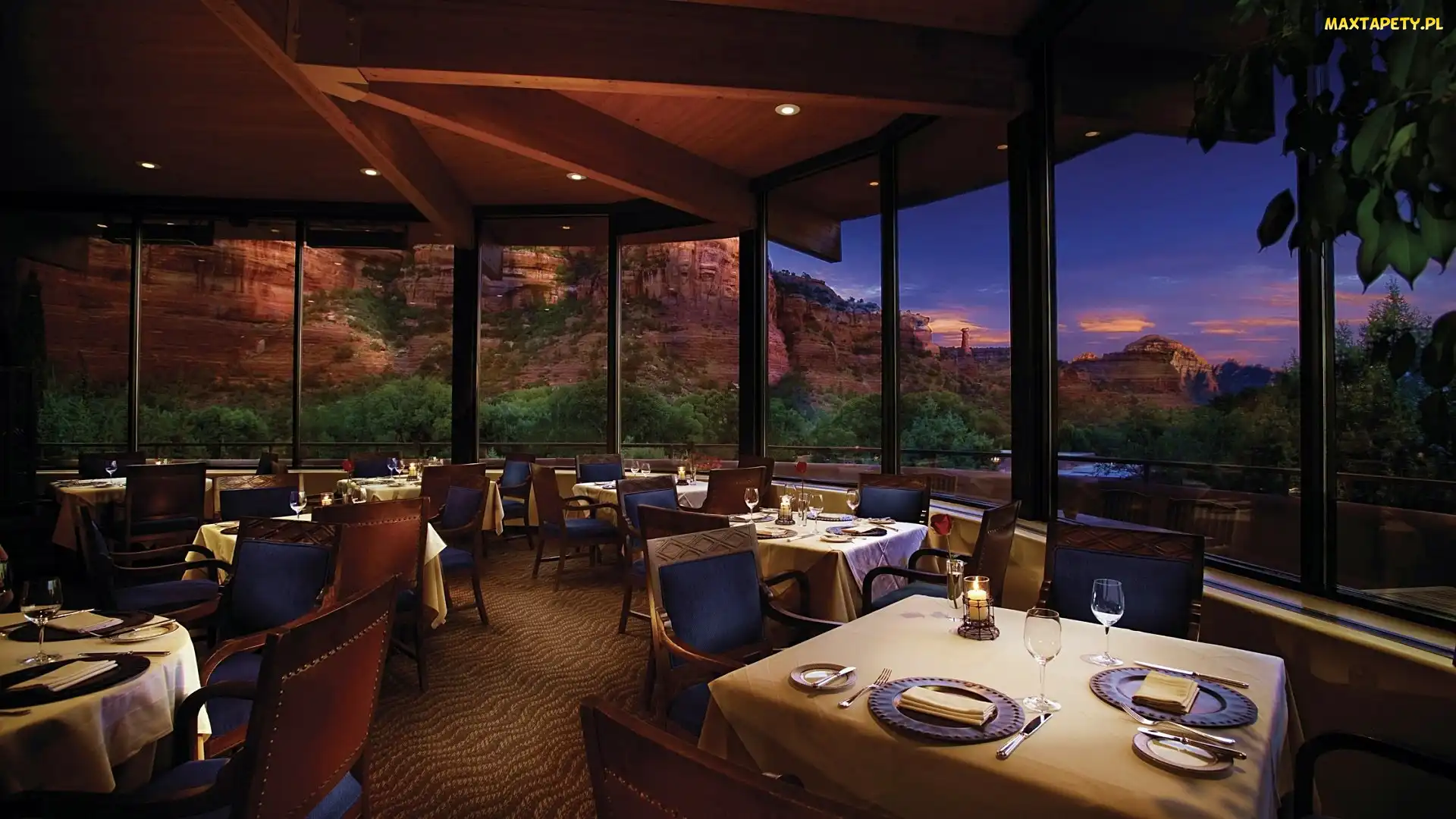 USA, Arizona, Skały, Restauracja, Zachód Słońca, Sedona