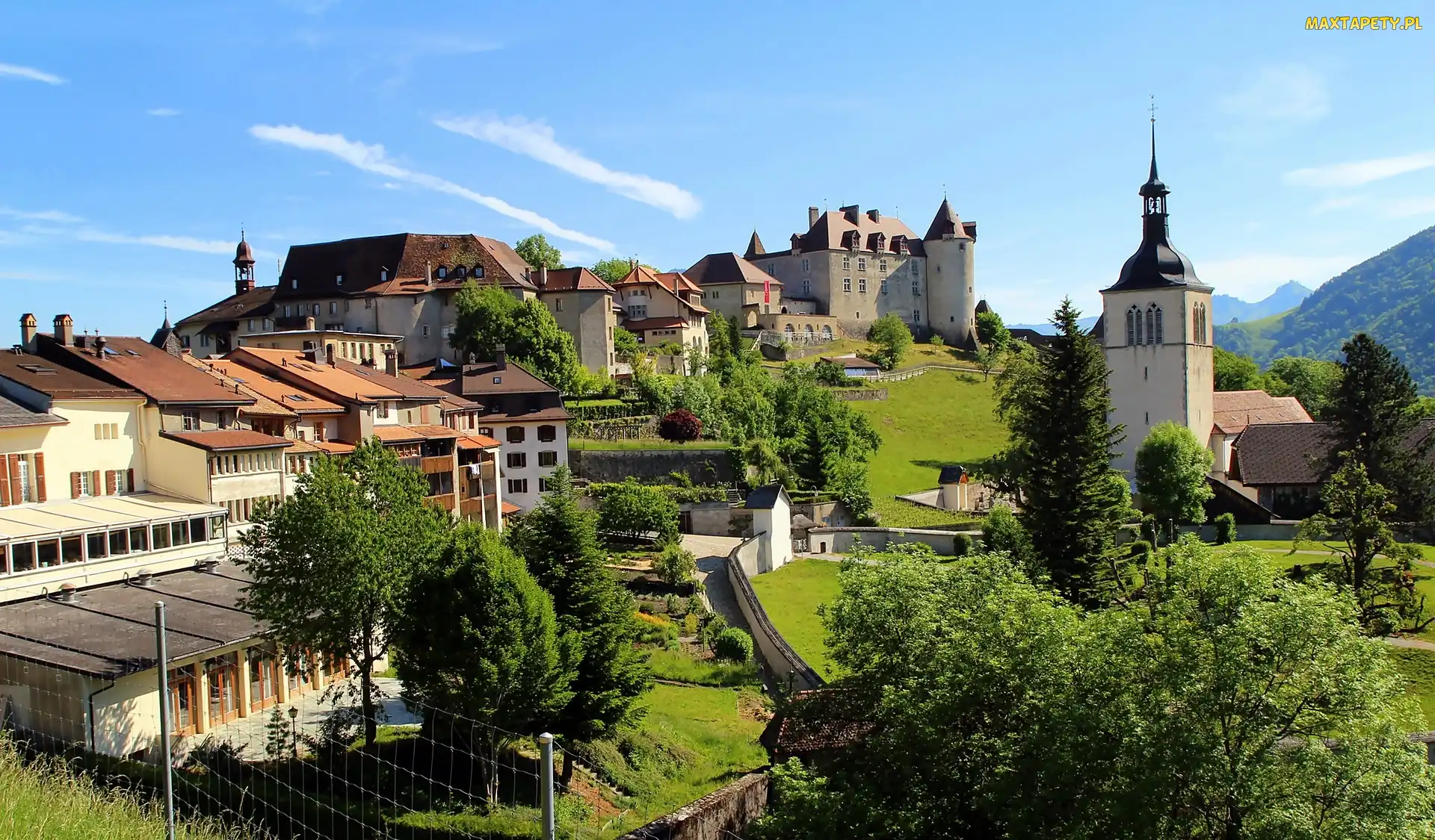 Szwajcaria, Kanton Fryburg, Zamek Gruyères, Miasto Gruyères