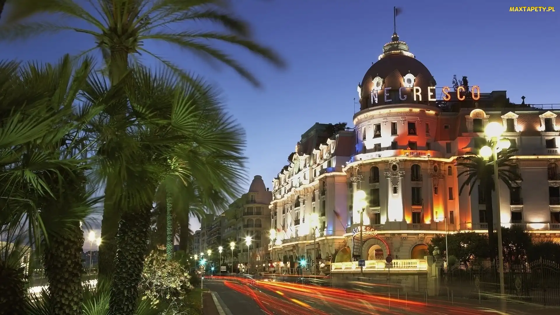 Ulica, Francja, Miasto, Palmy, Hotel