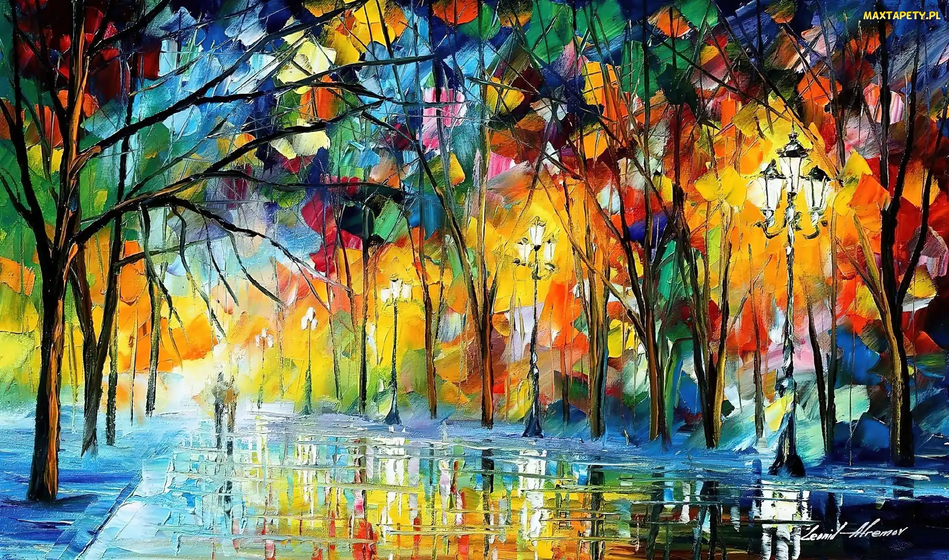 Leonid, Po Deszczu, Park, Spacer, Afremov