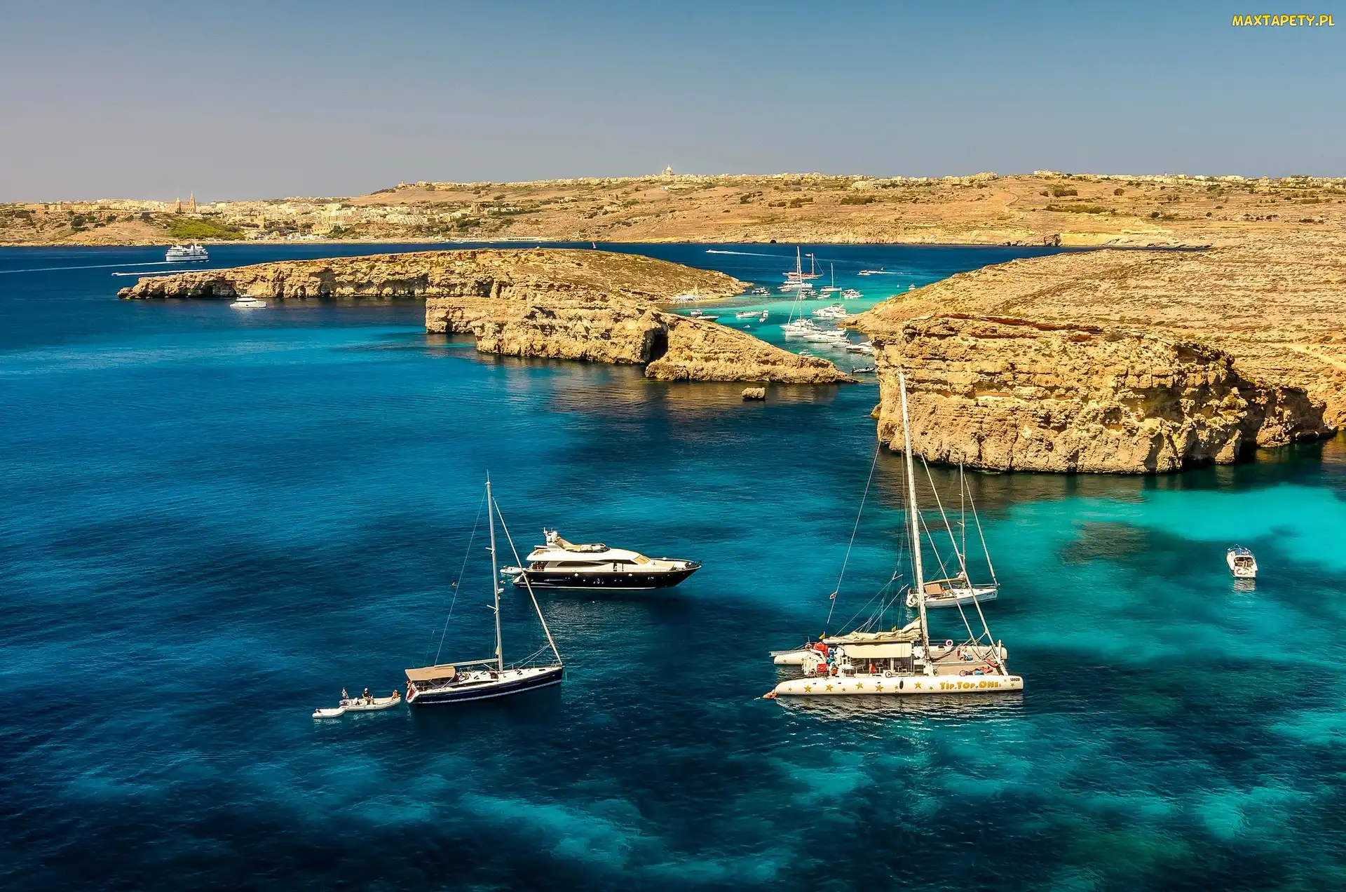 Malta, Skały, Morze, Jachty