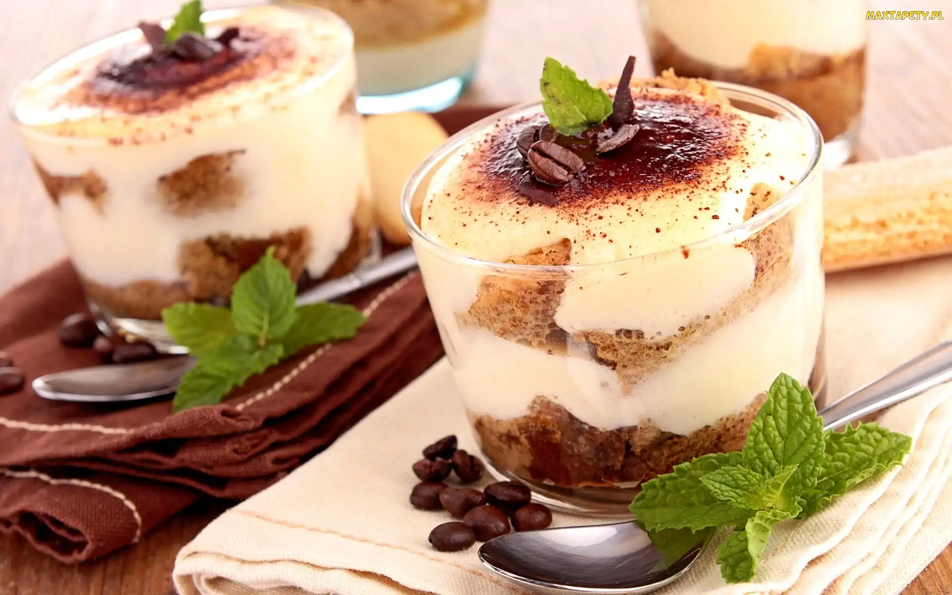 Tiramisu, Mięta, Kawa, Czekolada, Deser
