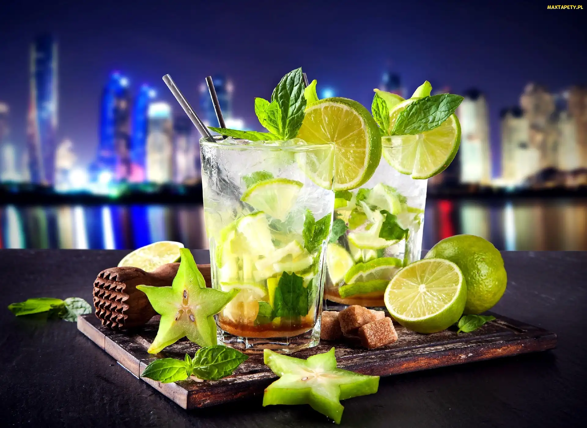 Mojito, Noc, Miasta, Panorama, Drinki