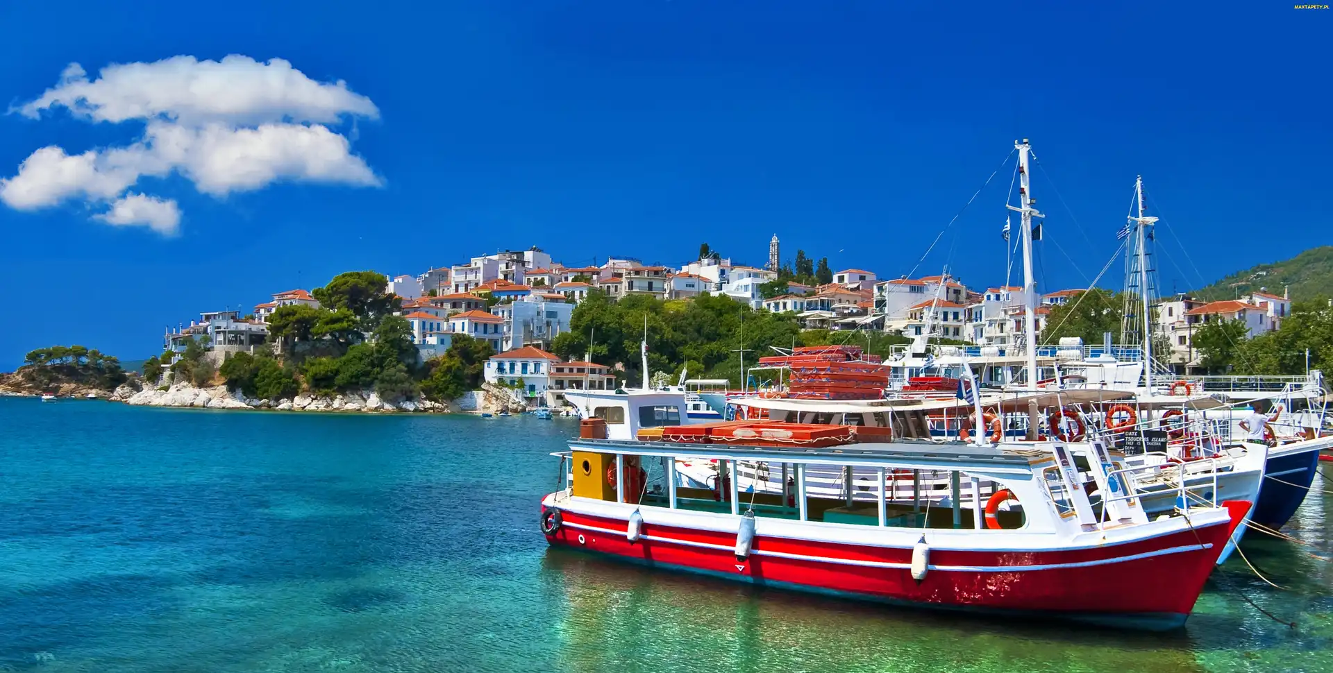 Port, Grecja, Wyspa, Skiathos, Łodzie