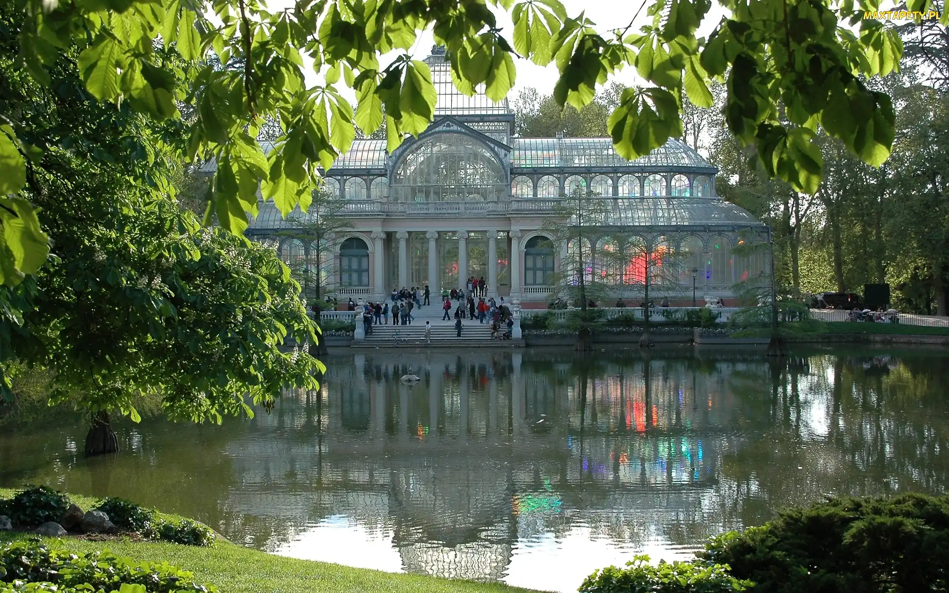 Madryt, Wiosna, Kryształowy, Hiszpania, Staw, Pałac, Park