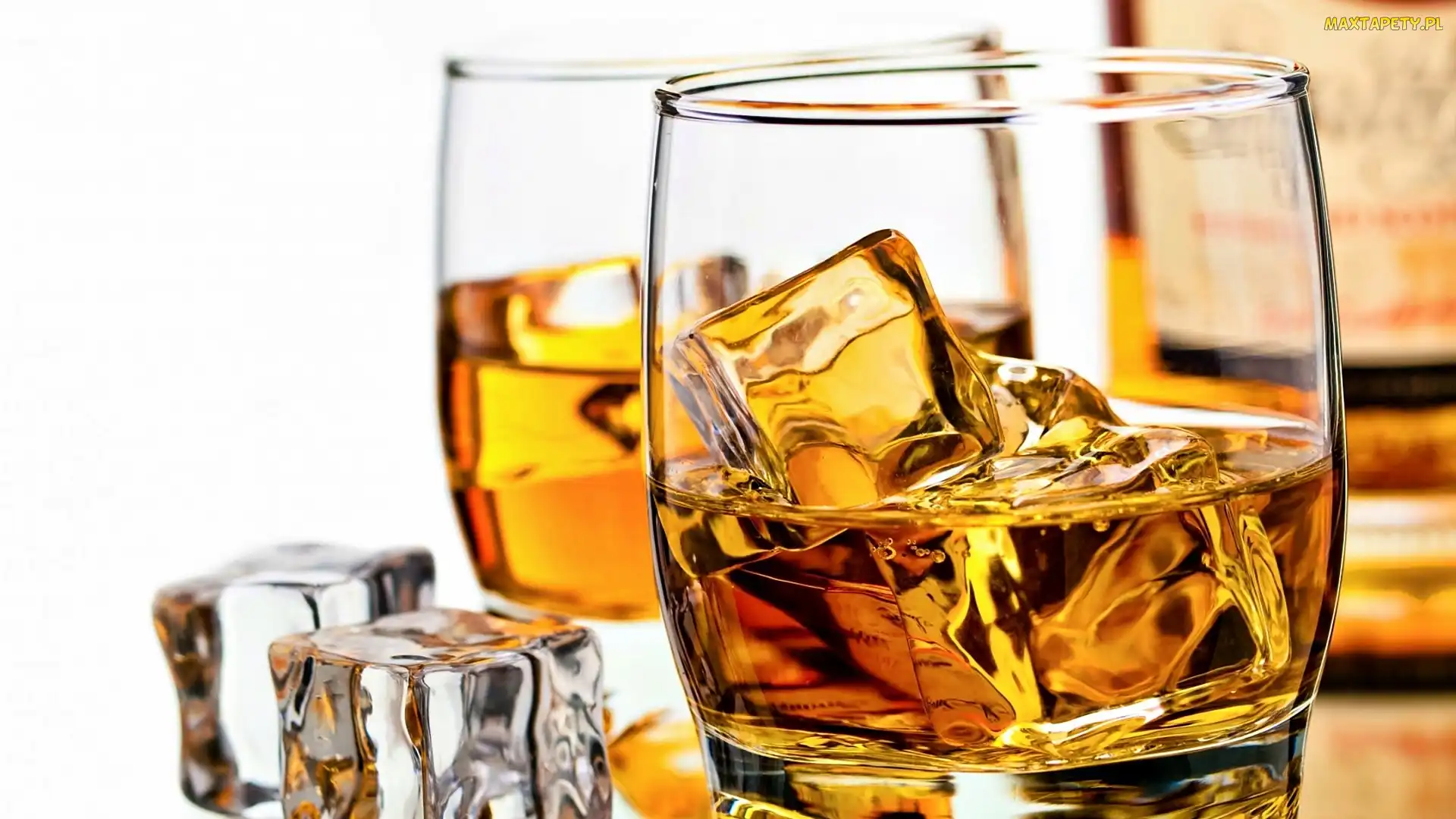 Whisky, Rozmycie, Kostki, Lodu, Szklaneczki