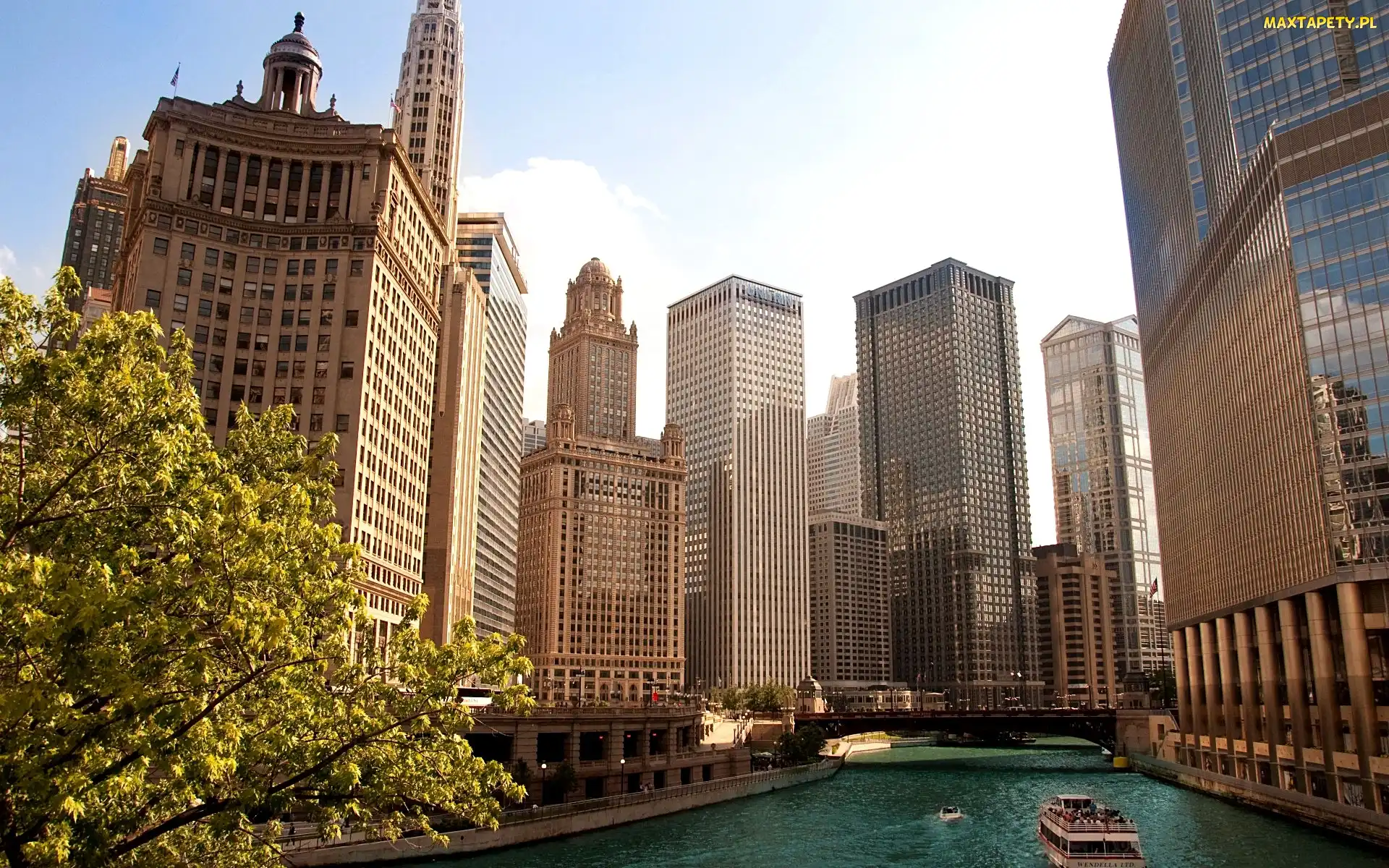 USA, Chicago, Wieżowce, Rzeka