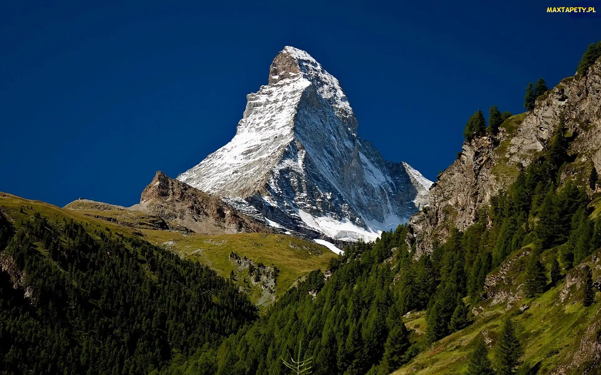 Łąki, Lasy, Alpy, Góry, Szczyt, Matternhorn