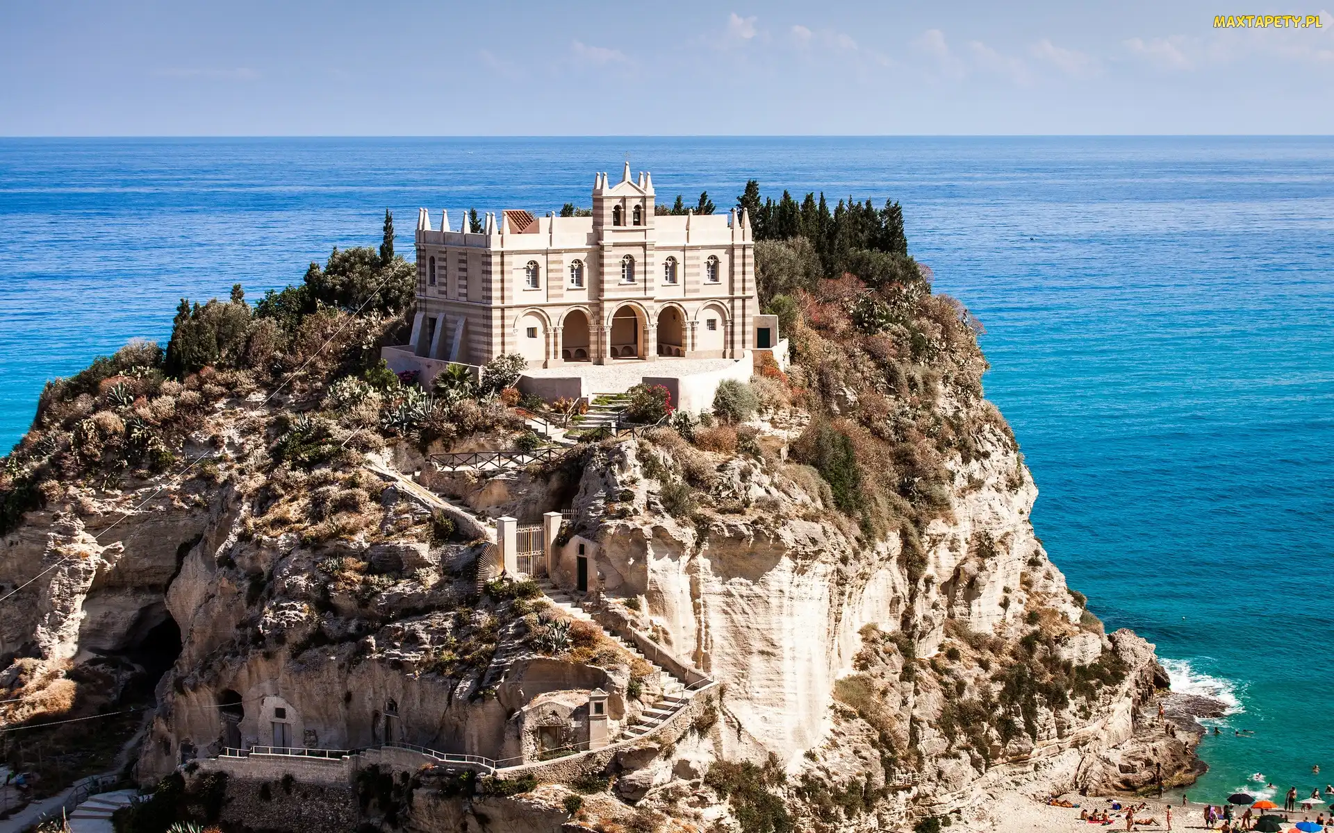 Włochy, Tropea, Santa Maria, Kościół, Wzniesienie, Morze