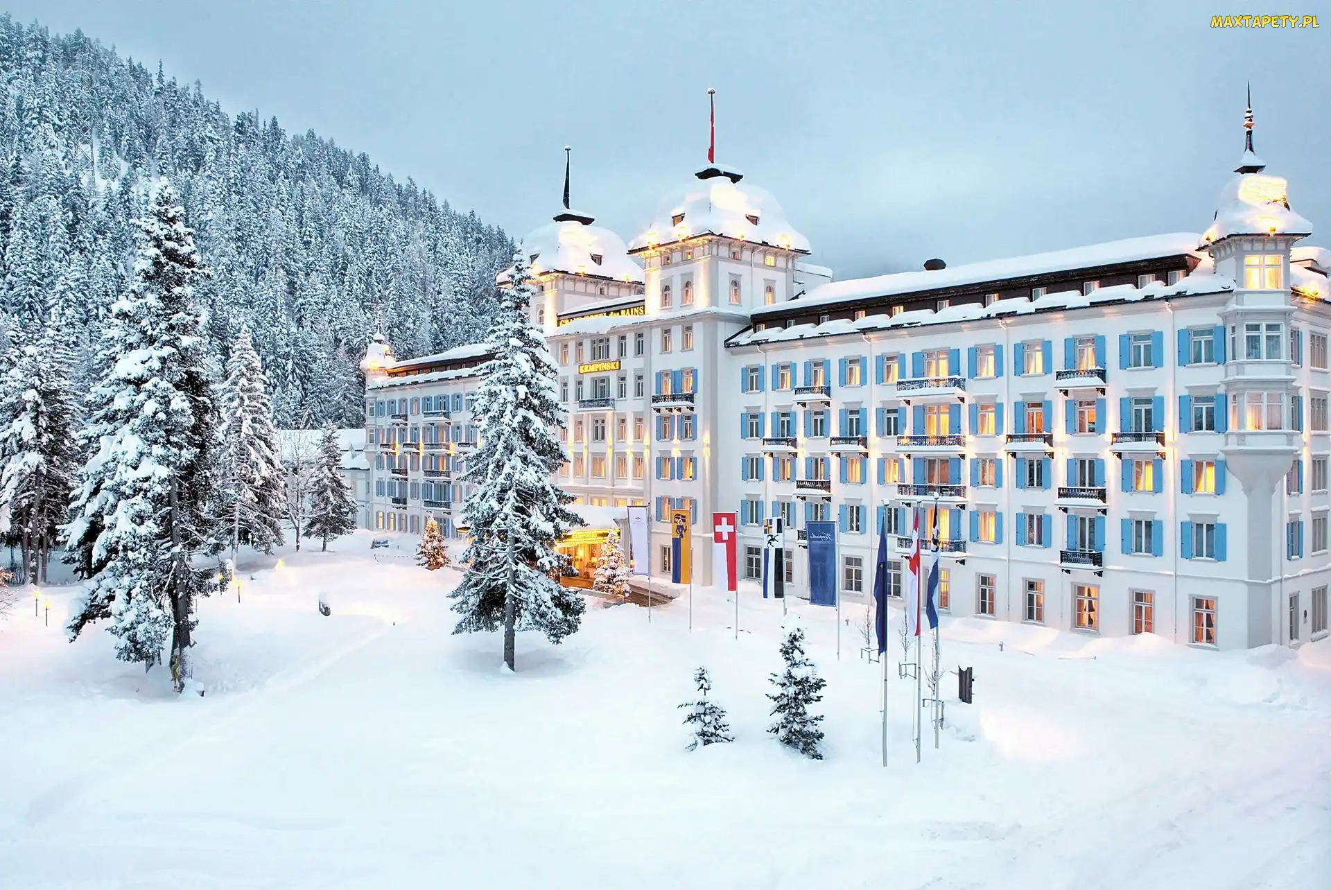 Góry, Las, St.Moritz, Kempinski, Grand des Bains, Hotel