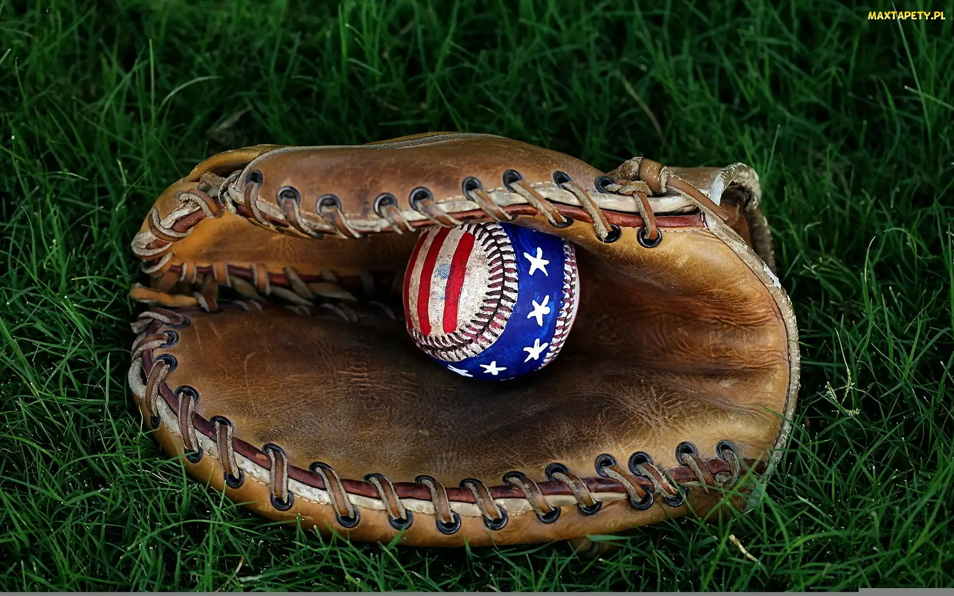 Baseball, Trawa, Rękawica, Piłka