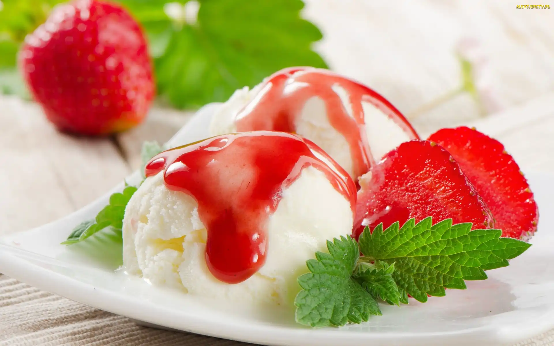 Truskawki, Mięta, Lody
