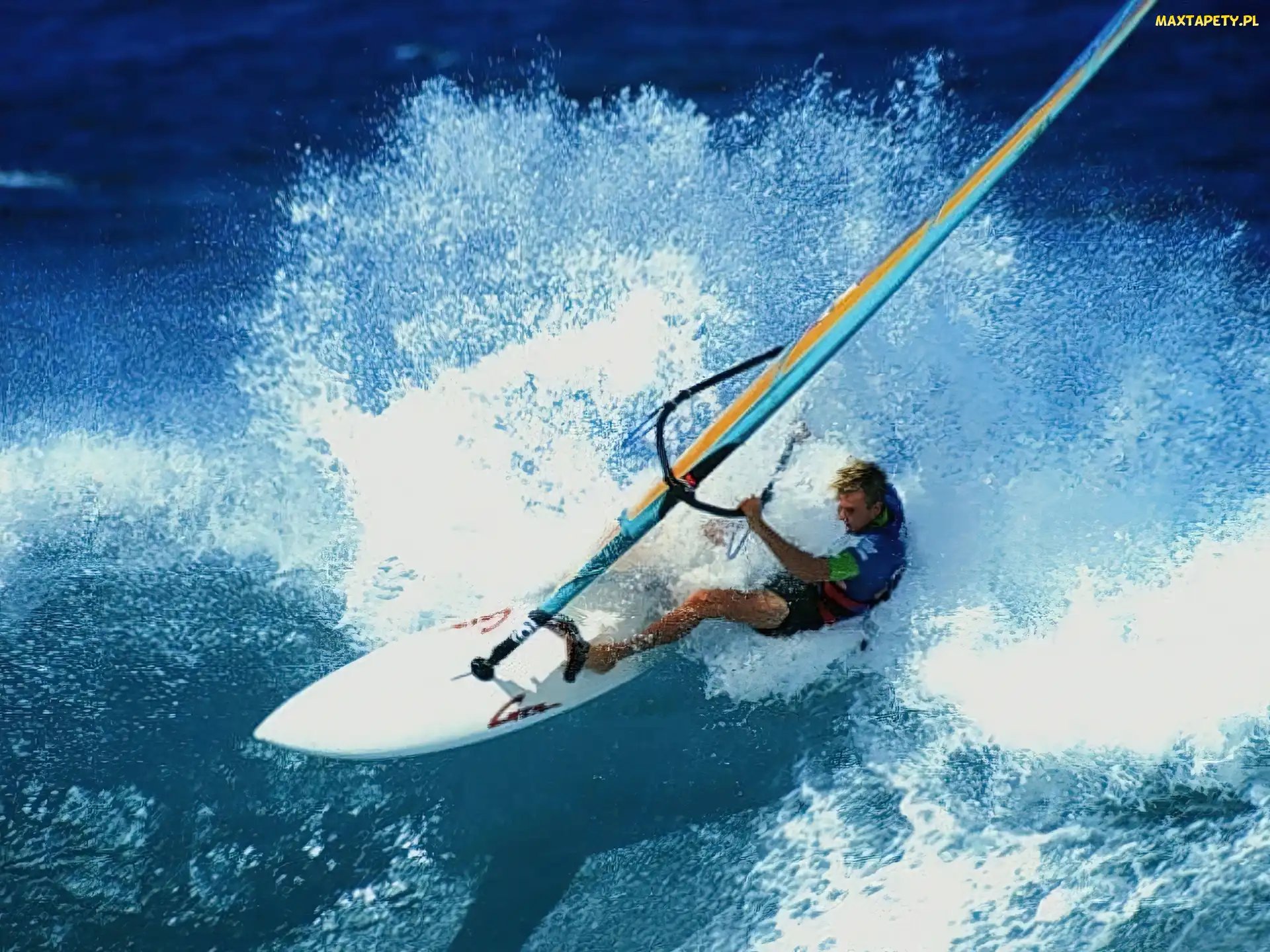 deska, fala, morze, żagiel , Windsurfing