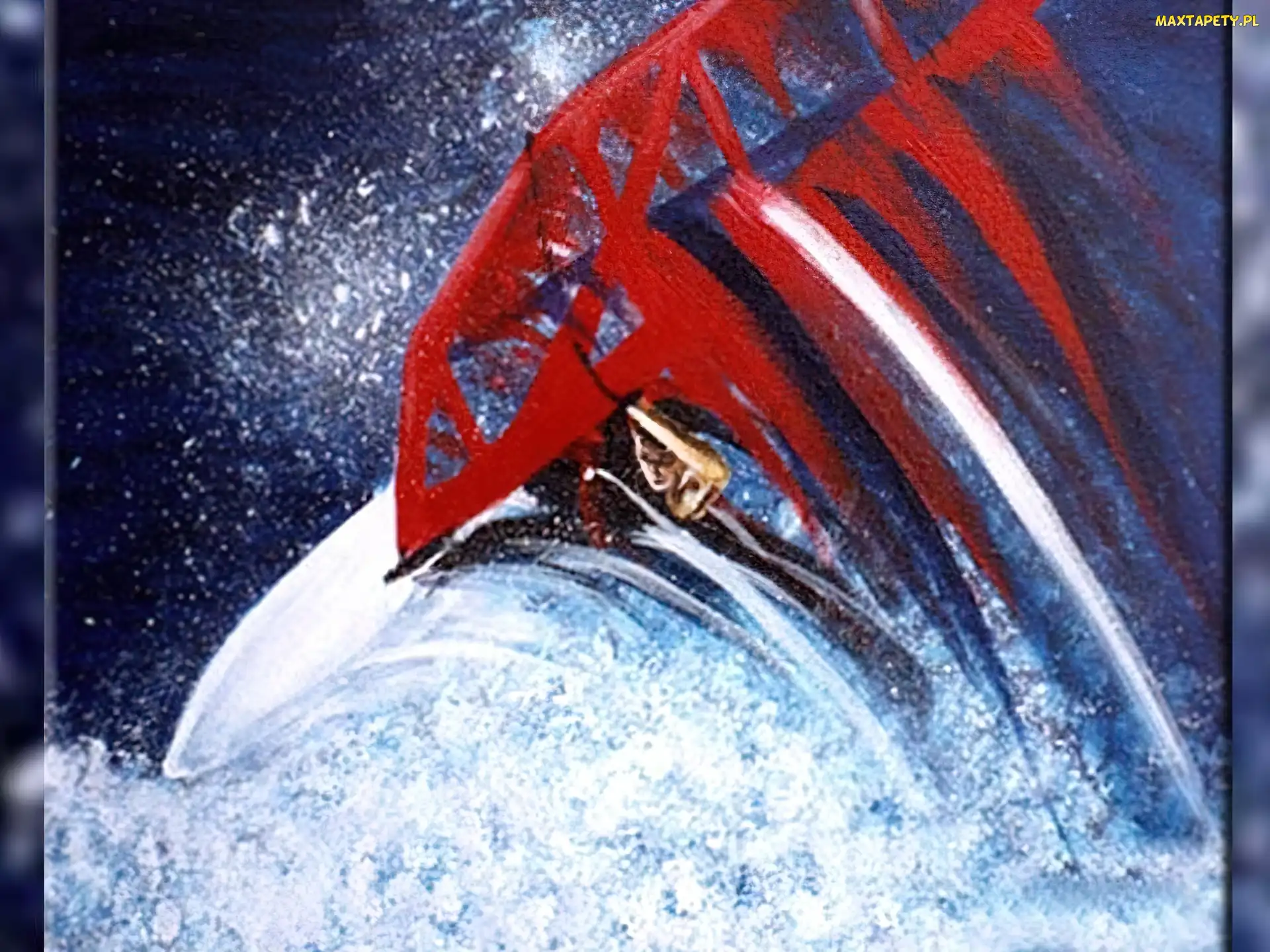 Windsurfing, fala, żagiel , morze, deska