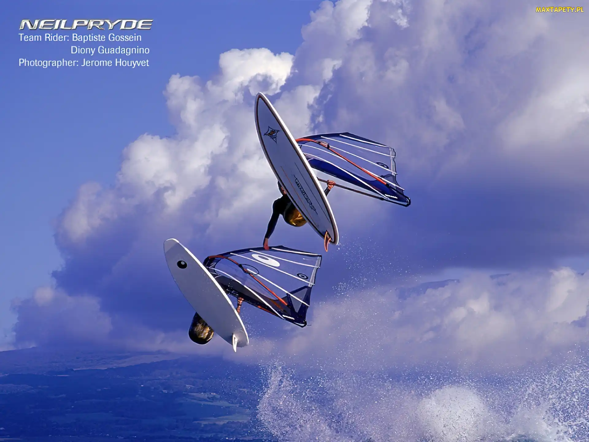 niebo, fala, deska, Windsurfing, żagiel, morze