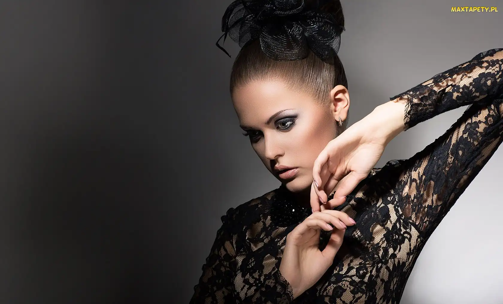 Koronkowa, Styl, Moda, Sukienka, Brunetka