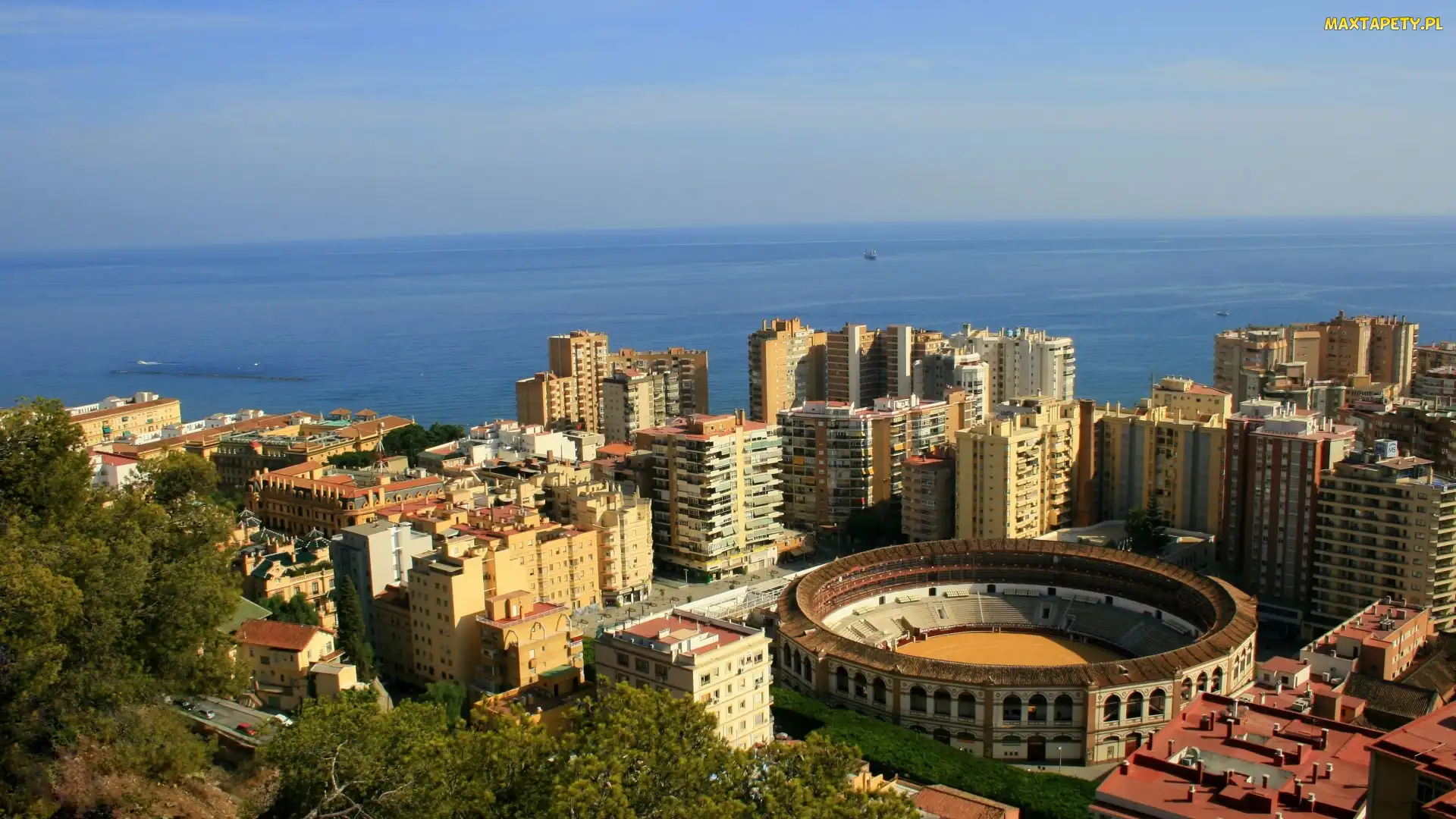 Malaga, Morze, Stadion, Miasto, Hiszpania