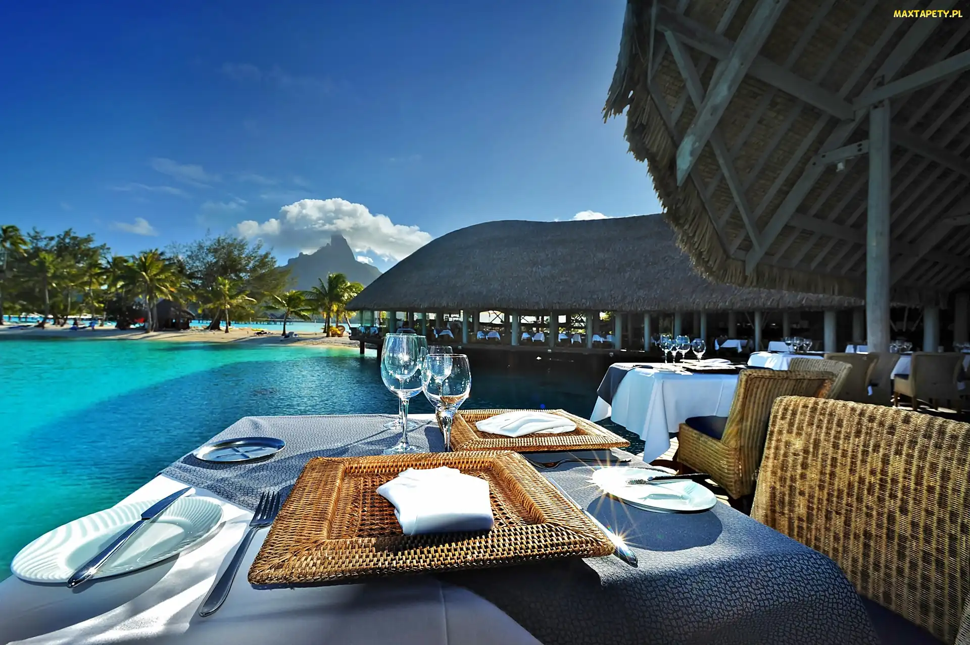 Bora Bora, Morze, Restauracja, Laguna, Polinezja Francuska