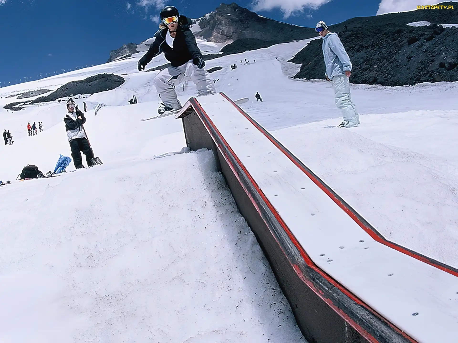 deska , rampa, zima , śnieg, Snowbording