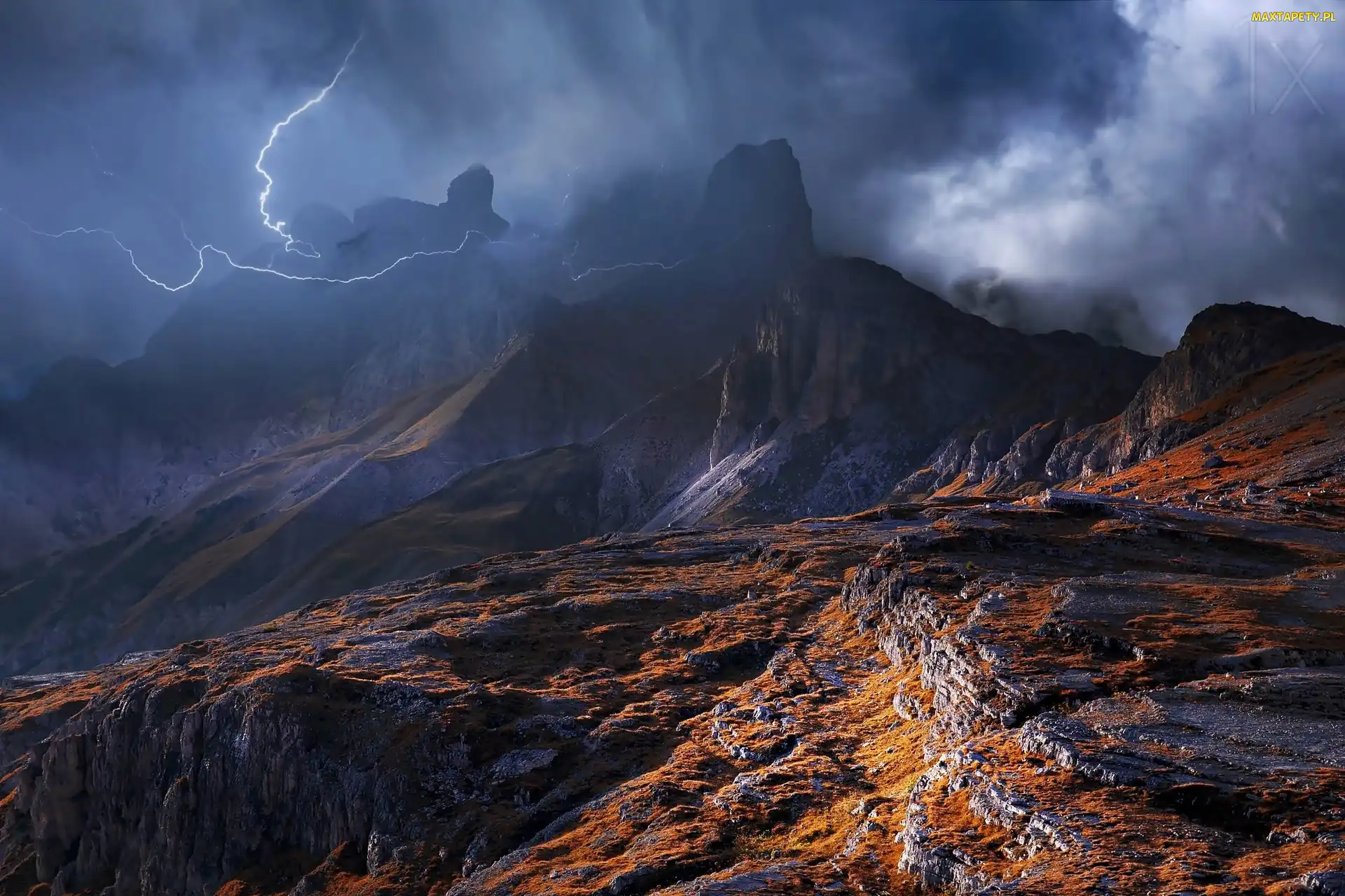 Chmury, Burza, Góry, Dolomity