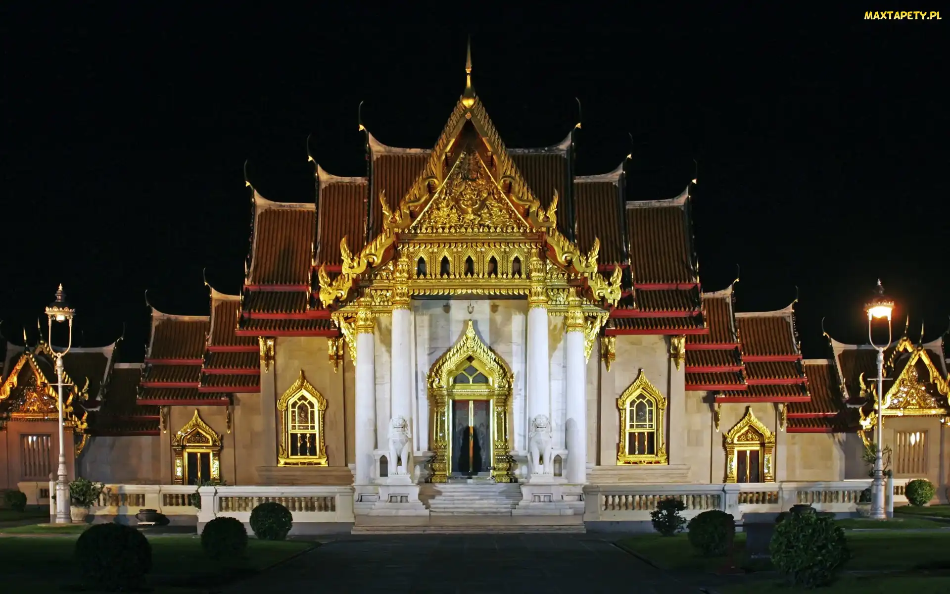 Tajlandia, Marble Temple, Świątynia, Noc, Bangkok