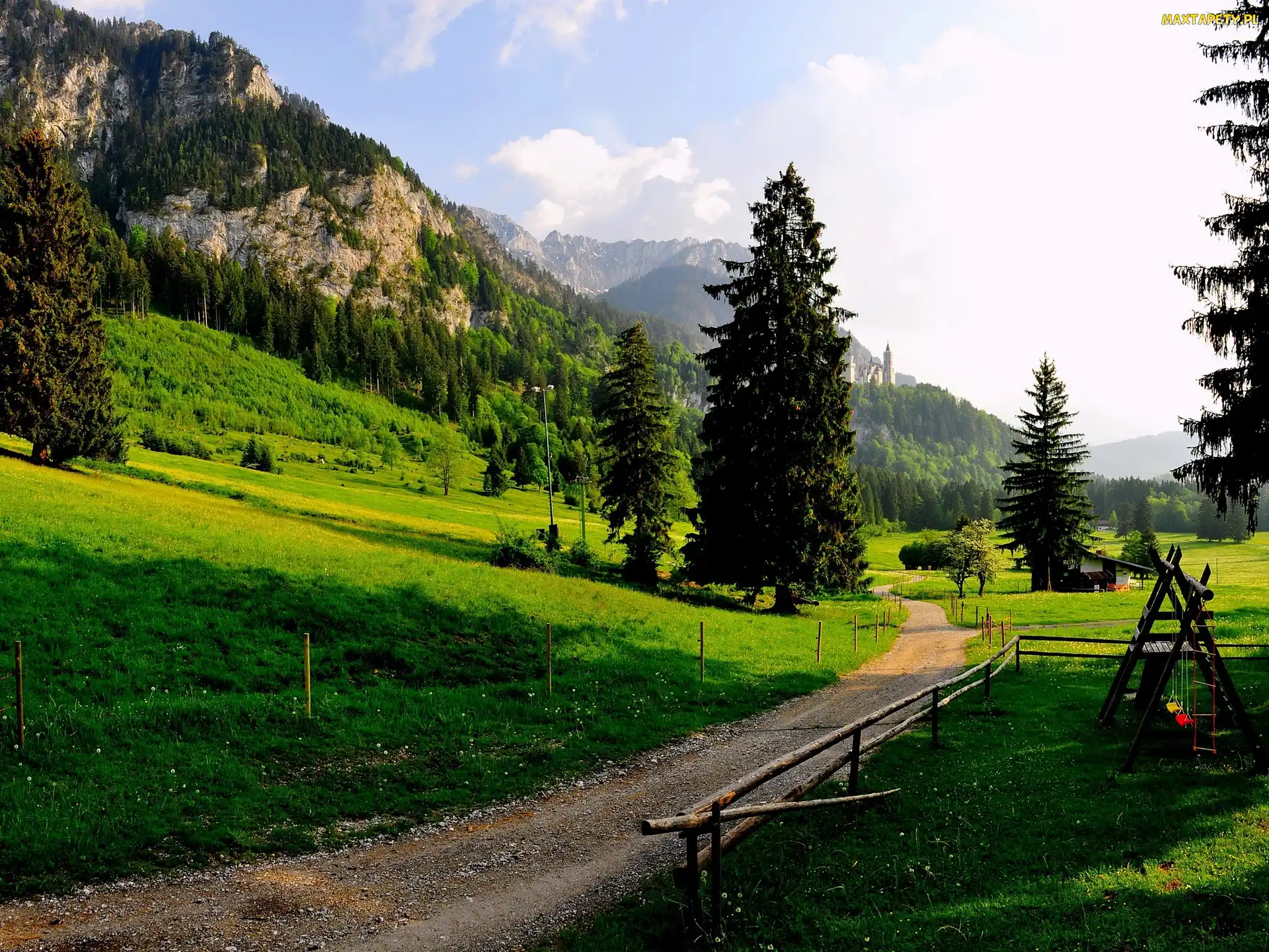 Góry, Ruiny, Niemcy, Ścieżka, Schwangau, Zamku