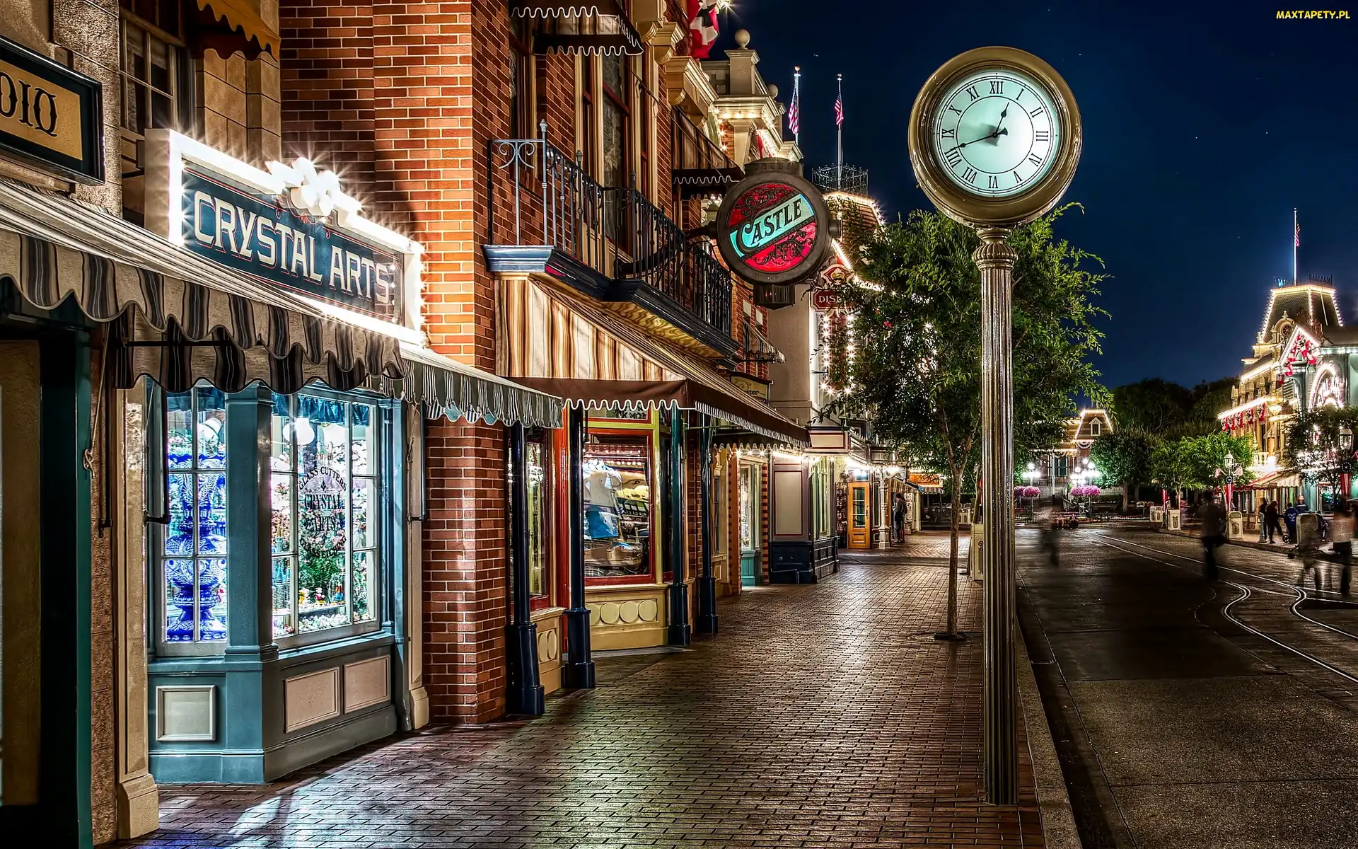 Noc, Kalifornia, Disneyland, Budynki, Miasto