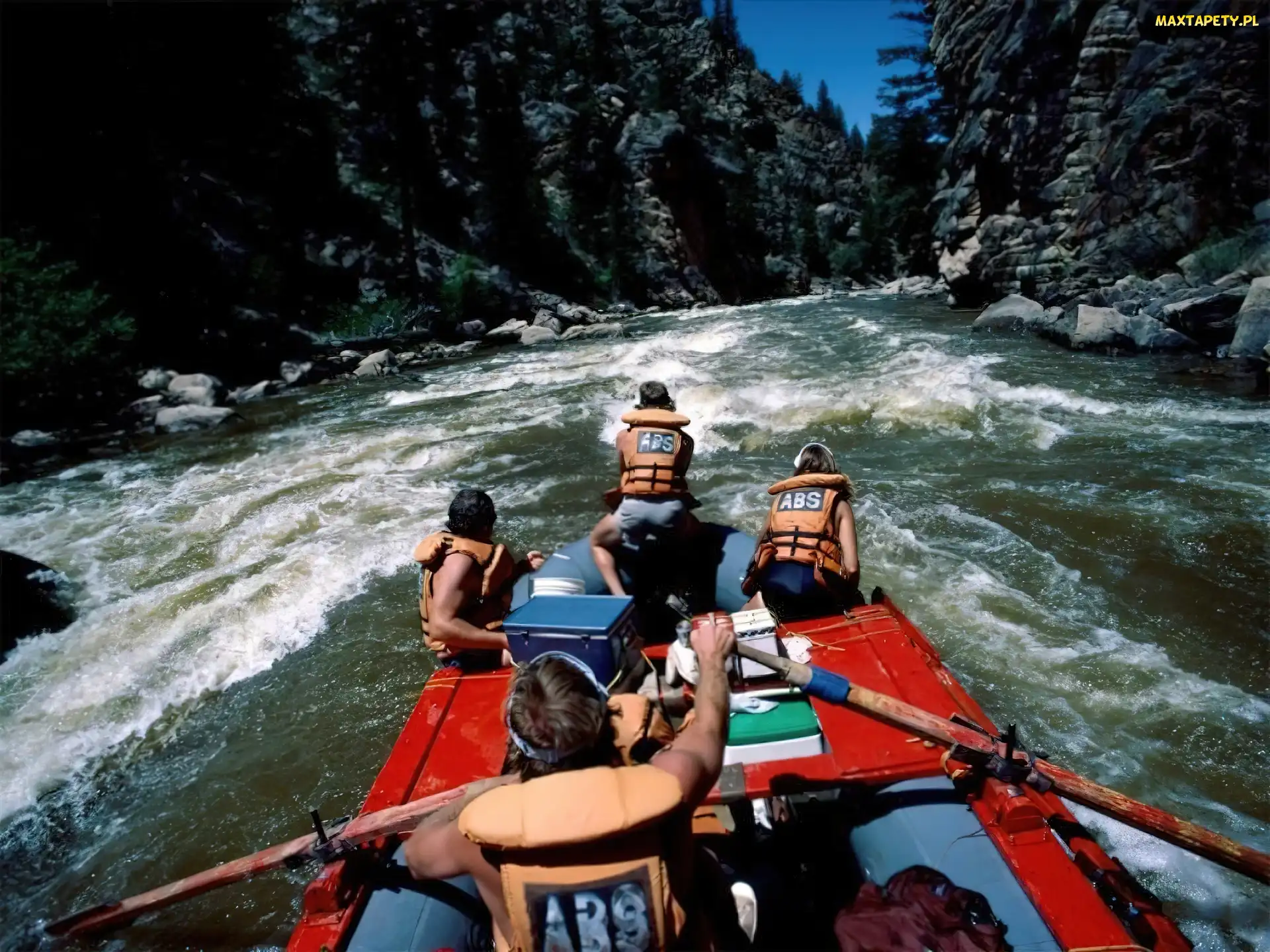 góry, ponton , spływ, Rafting, rzeka, wiosła
