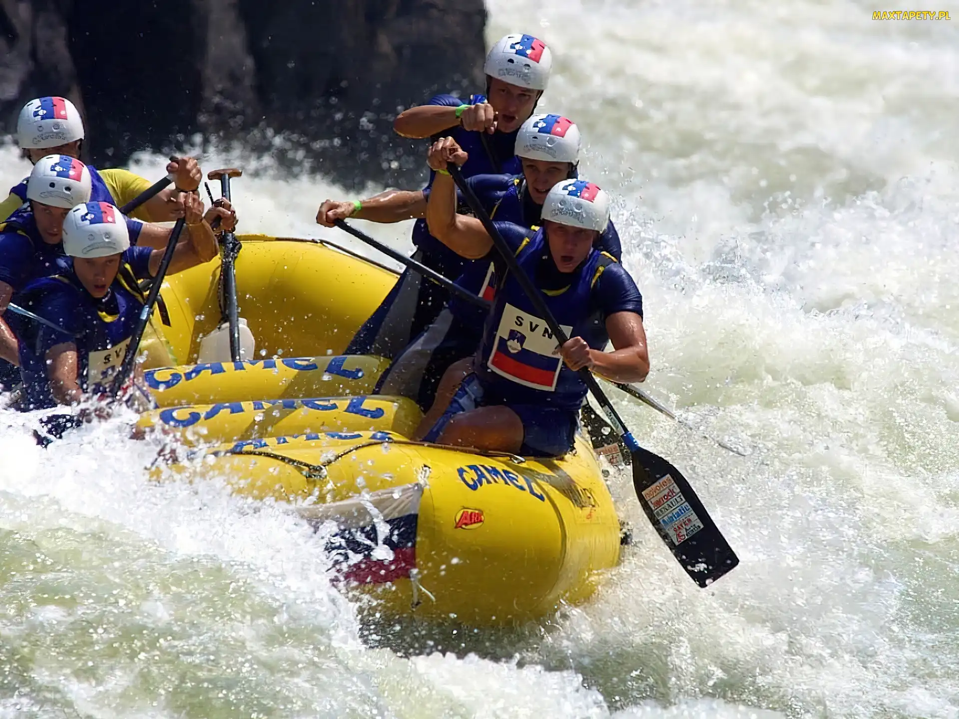 kaski, ponton , spływ, Rafting, rzeka, wiosła
