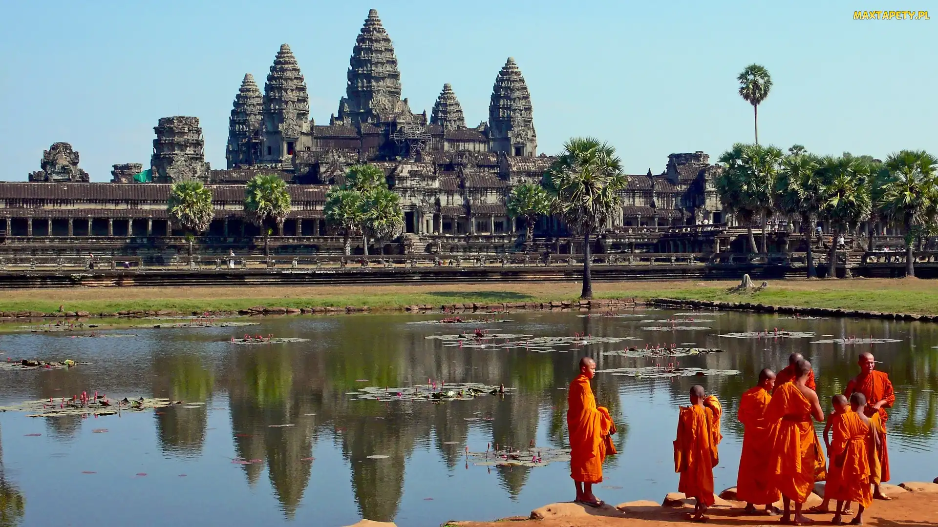 Kambodża, Staw, Mnisi, Angkor Wat