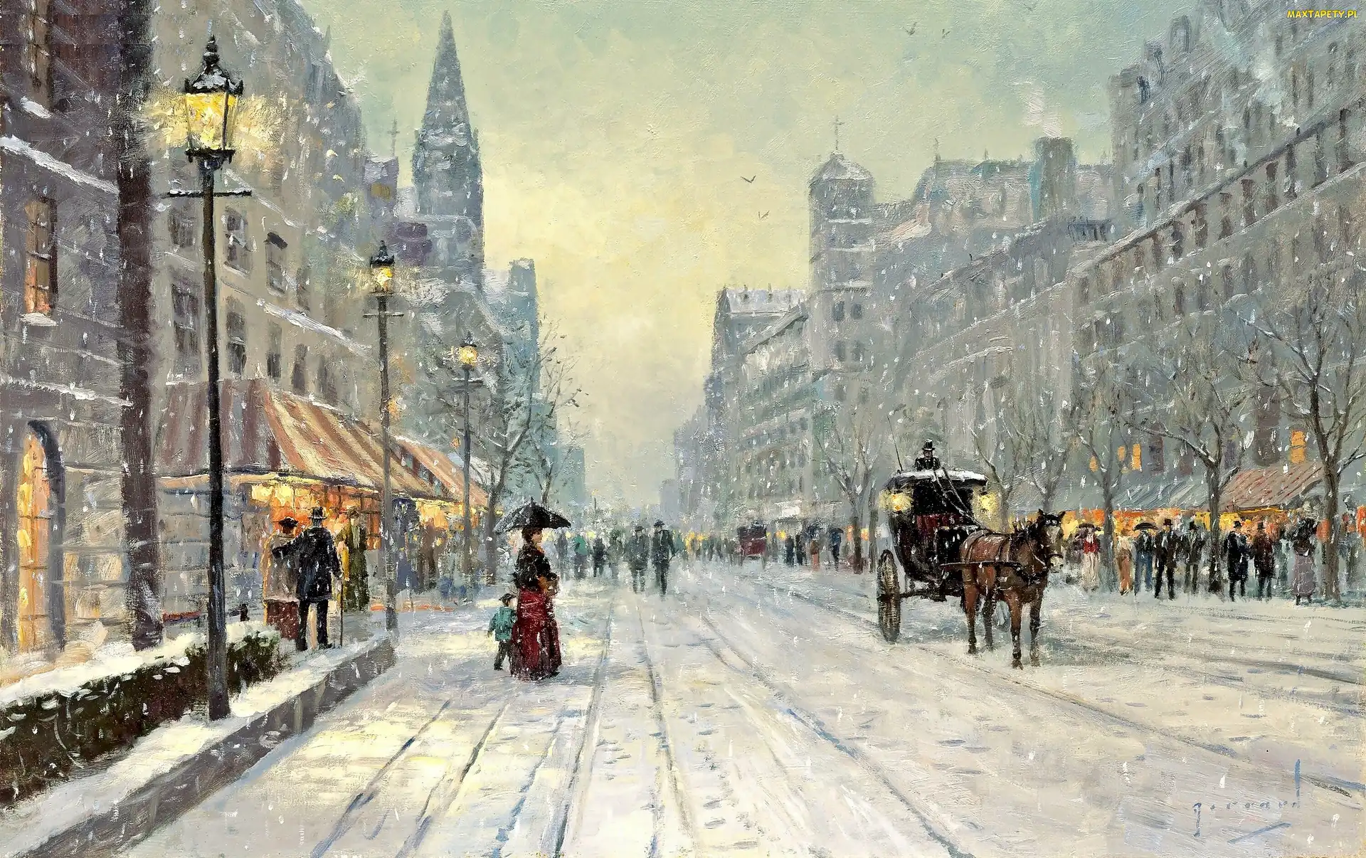 W Mieście, Zima, Thomas, Kinkade