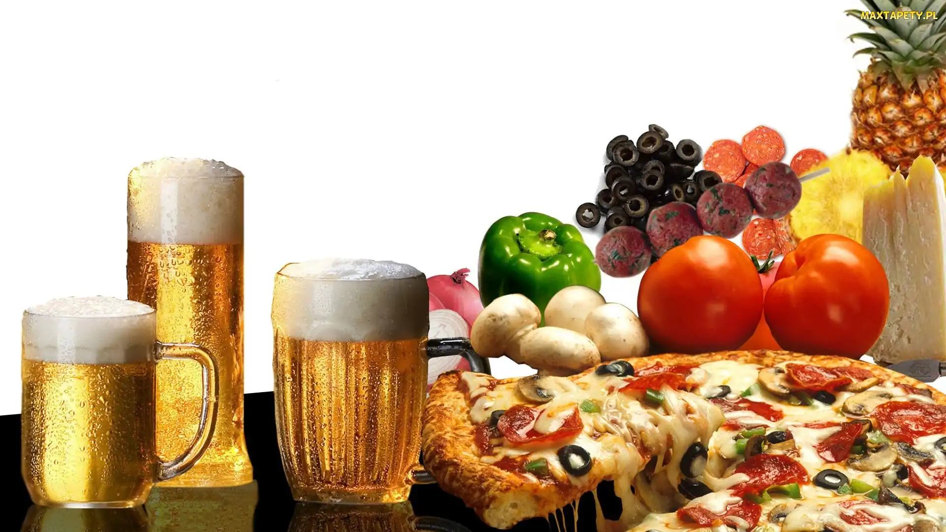 Pizza, Warzywa, Piwo