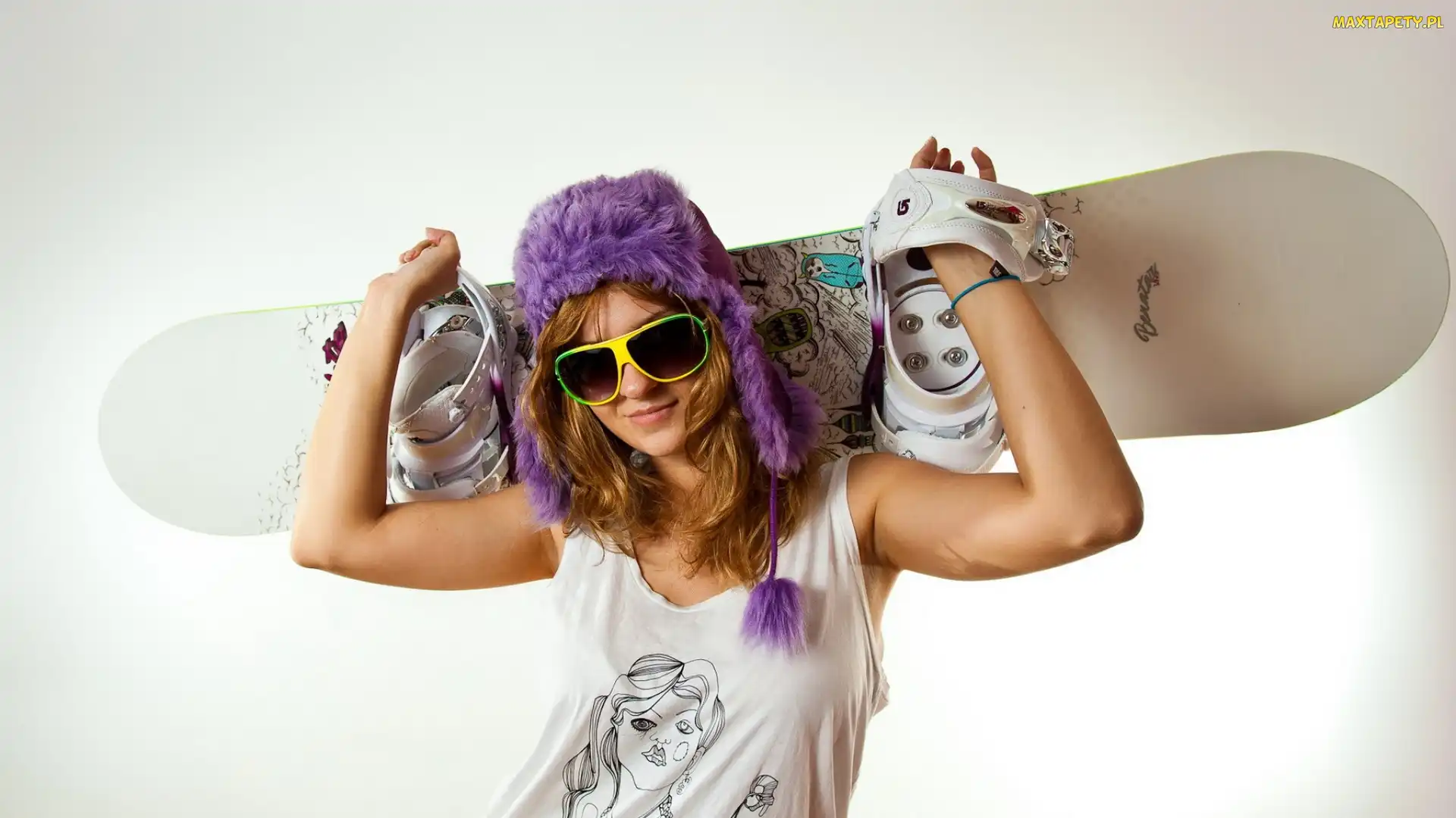 Snowbording, Okulary, Kobieta, Czapka
