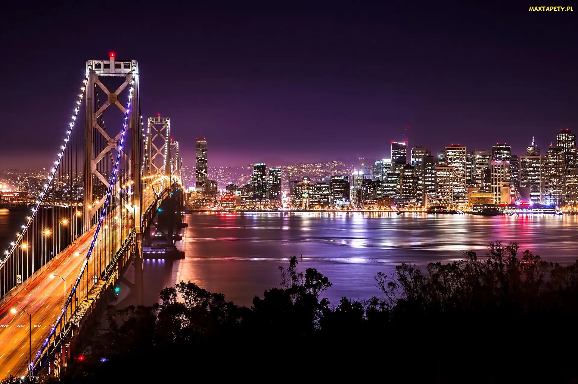 Golden Gate, San Francisco, Most, Chmur, Miasta, Drapacze, Nocą, Panorama